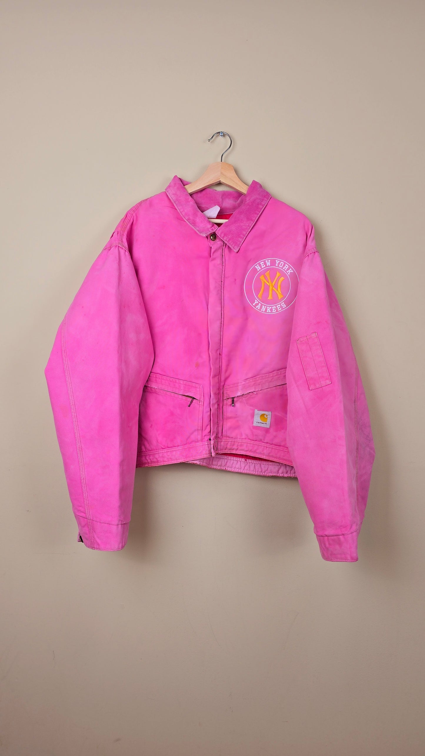 Vintage Carhartt X NY Yankees Cropped Jacket | Pink - Size 2xL (044)