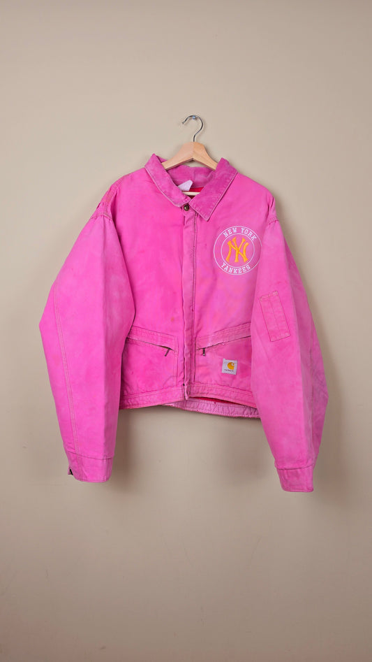 Vintage Carhartt X NY Yankees Cropped Jacket | Pink - Size 2xL (044)