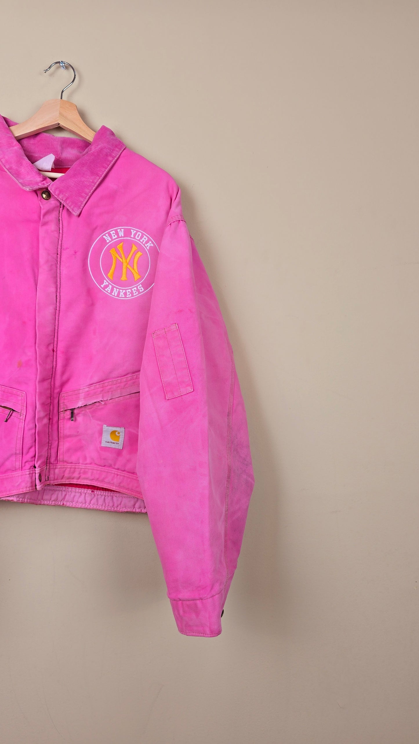 Vintage Carhartt X NY Yankees Cropped Jacket | Pink - Size 2xL (044)