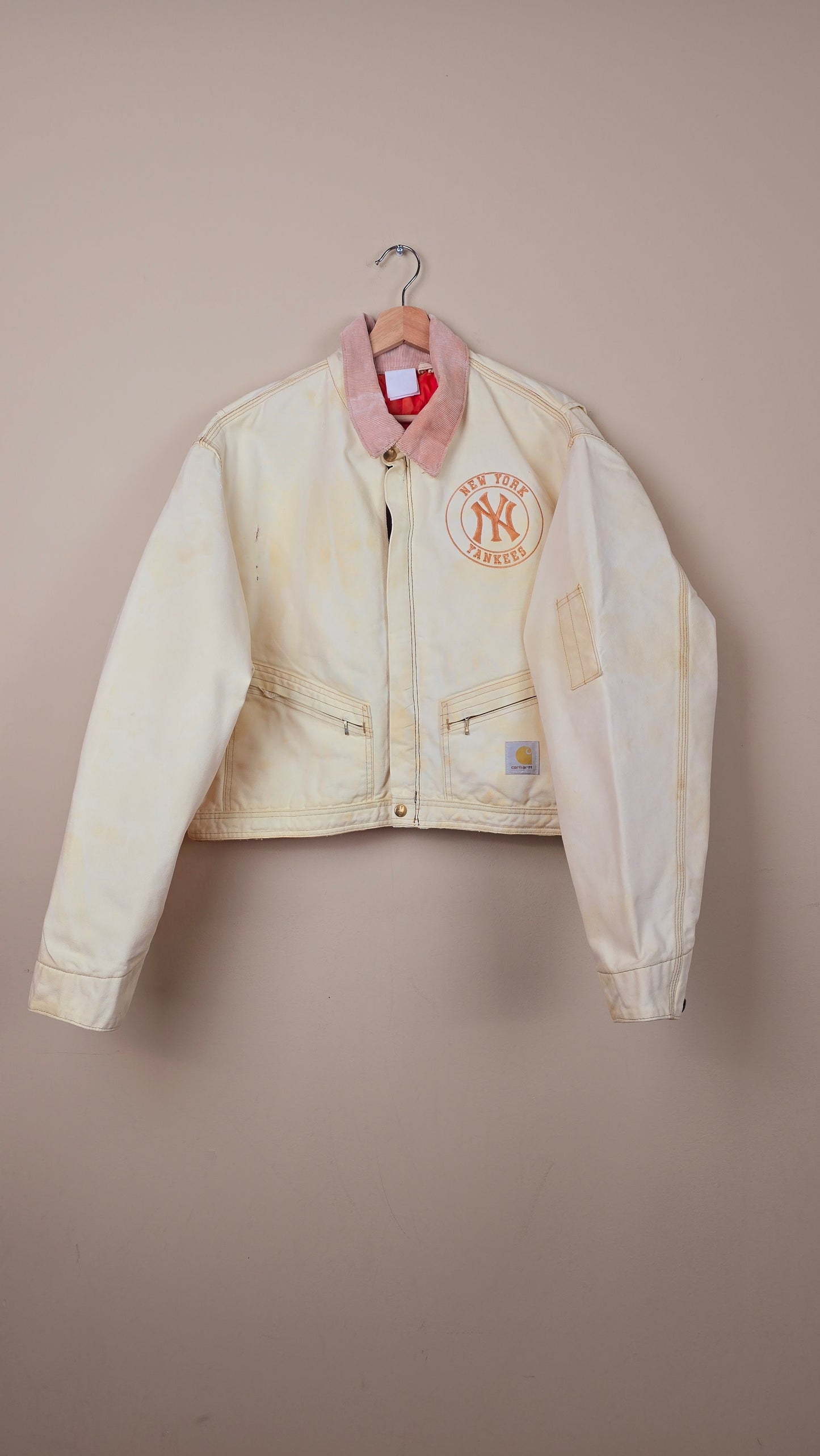 Vintage Carhartt X NY Yankees Cropped Jacket | Beige - Size xL (047)