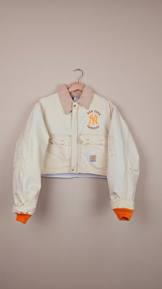 Vintage Carhartt X NY Yankees Cropped Jacket | Beige - Size M (049)