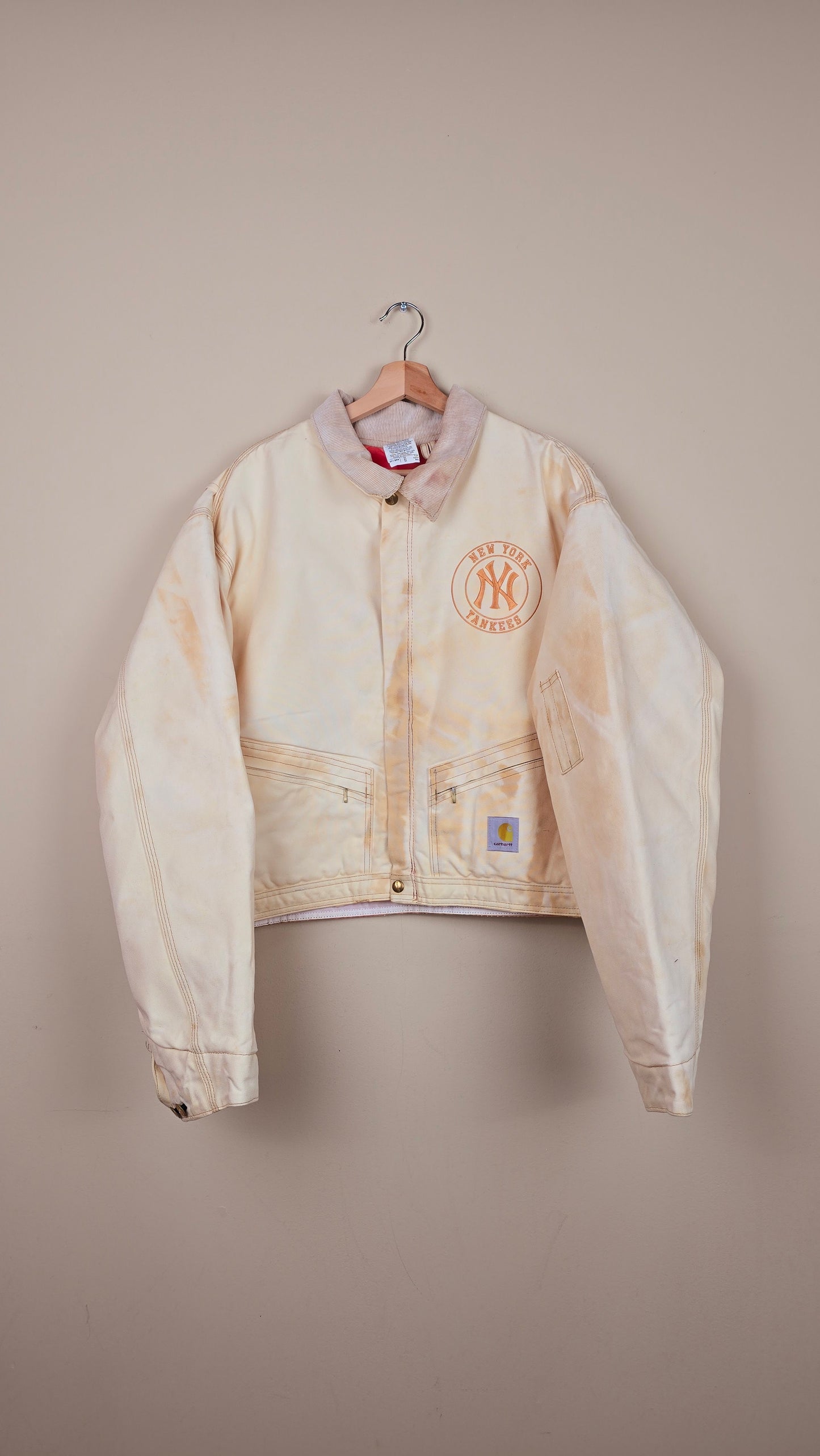 Vintage Carhartt X NY Yankees Cropped Jacket | Beige - Size 2xL (050)