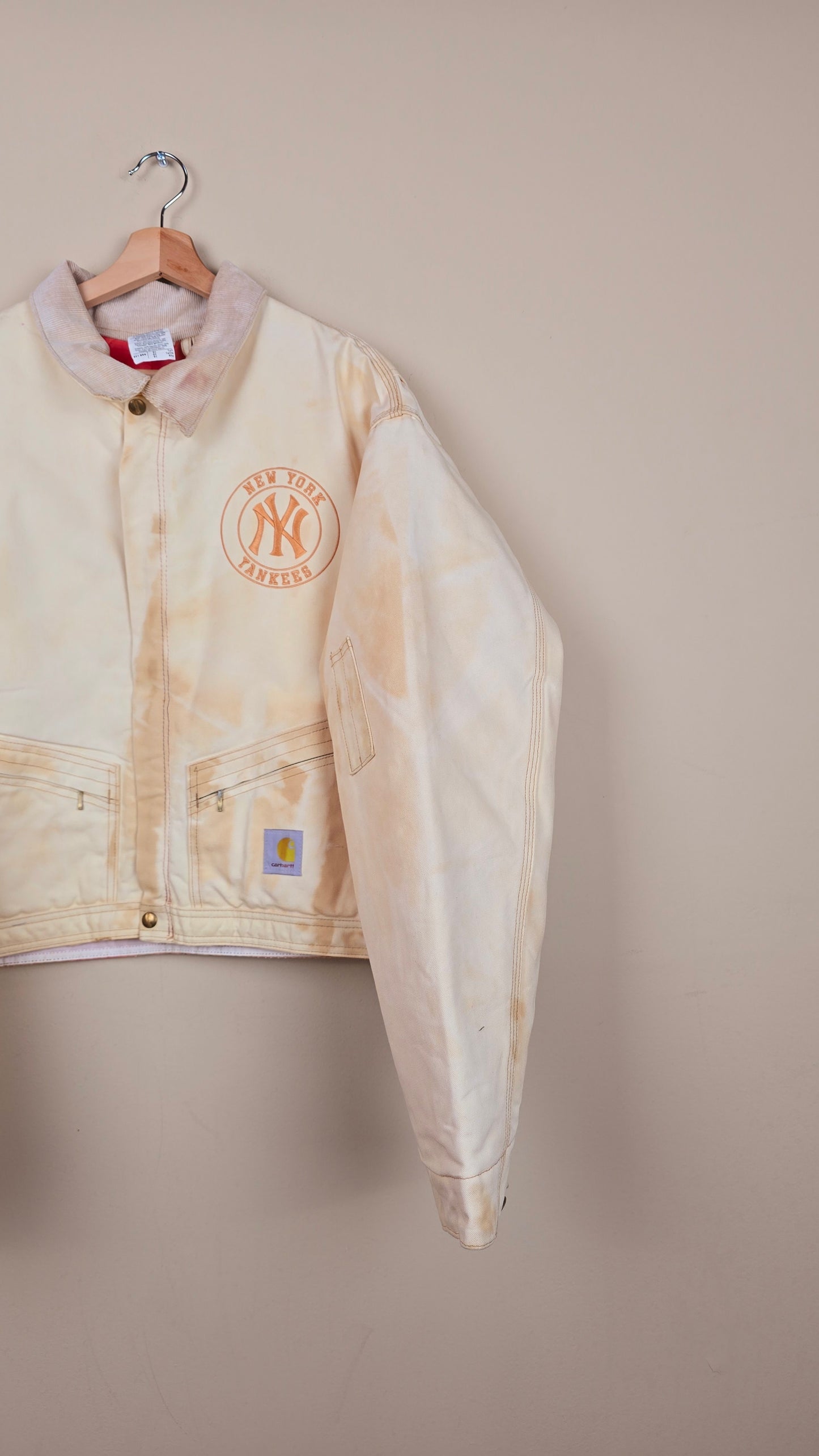 Vintage Carhartt X NY Yankees Cropped Jacket | Beige - Size 2xL (050)