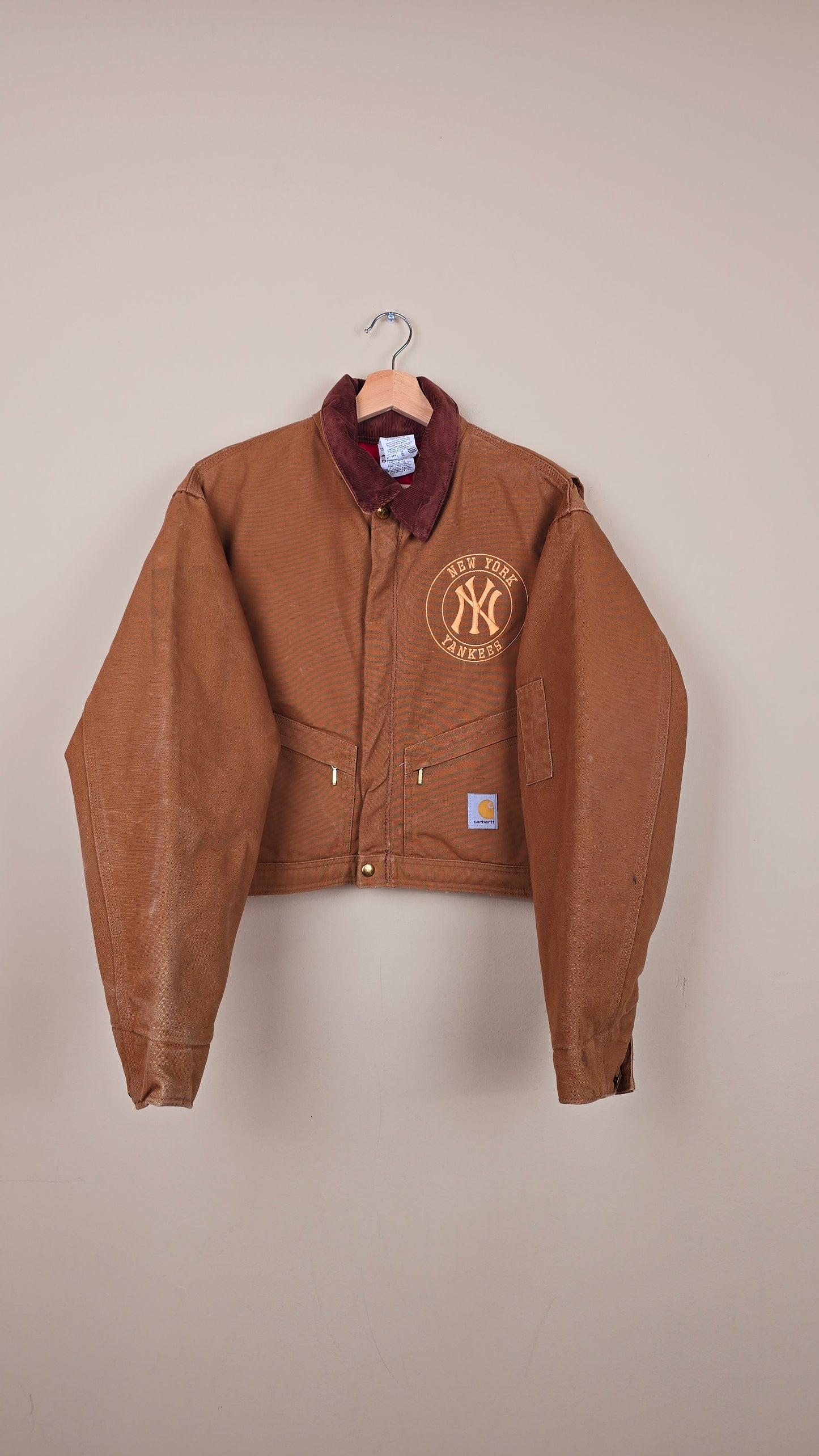 Vintage Carhartt X NY Yankees Cropped Jacket | Brown - Size L (052)