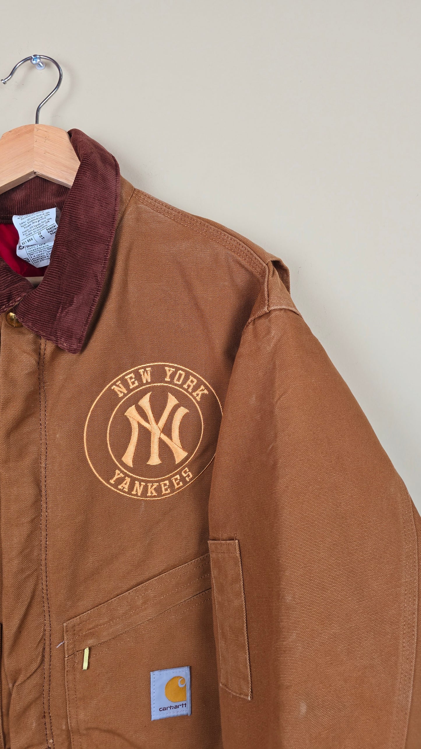 Vintage Carhartt X NY Yankees Cropped Jacket | Brown - Size L (052)