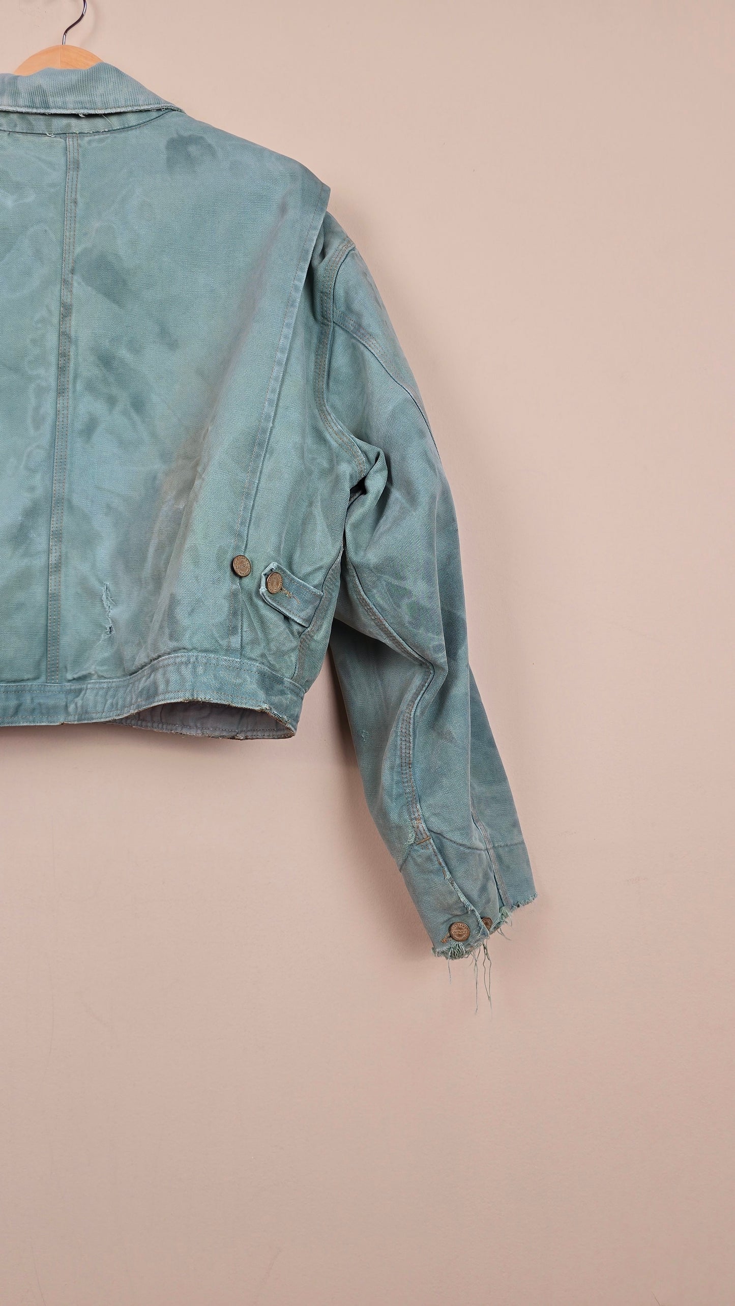 Vintage Carhartt X NY Yankees Cropped Jacket | Camo Teal - Size M (054)