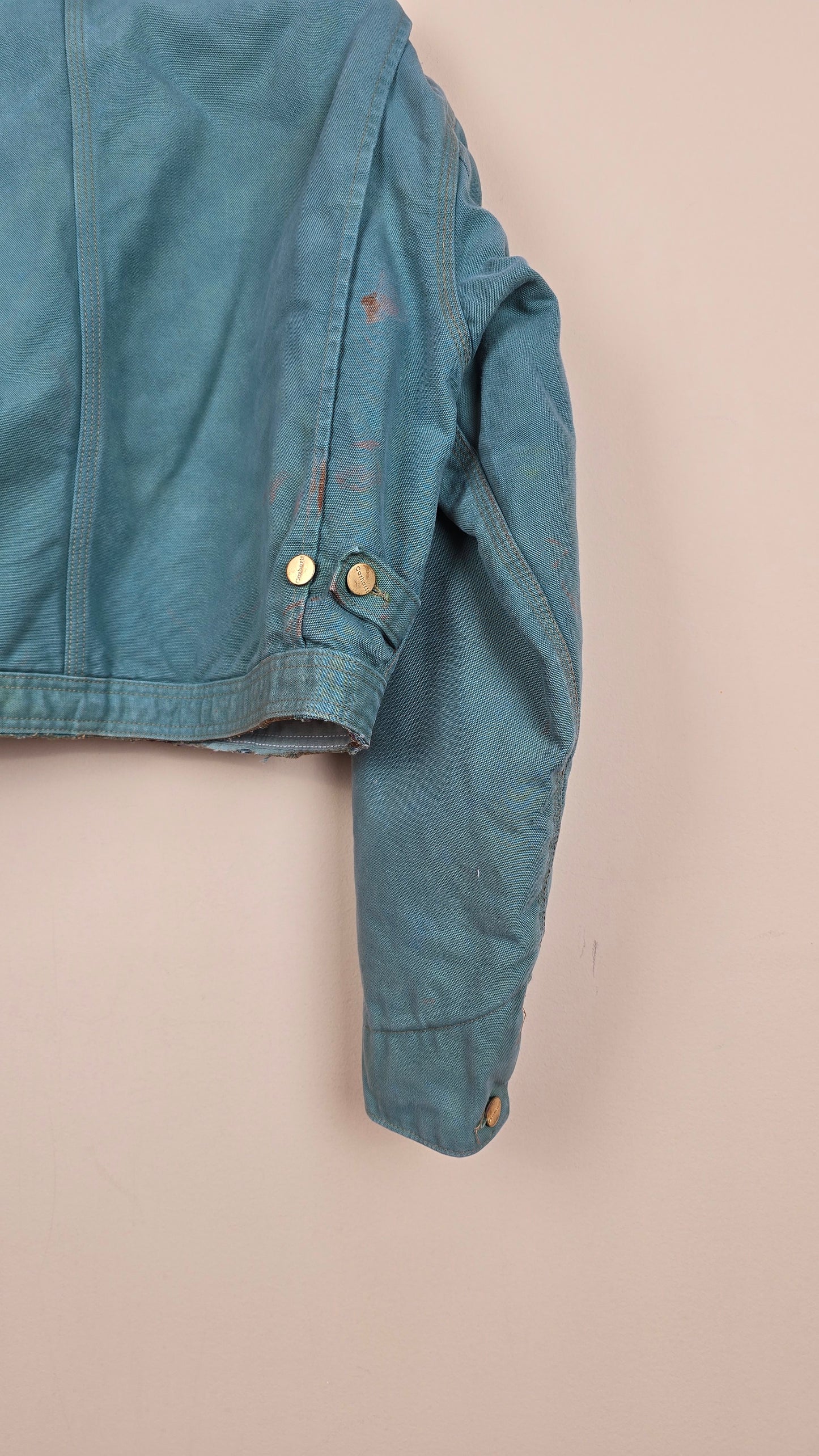 Vintage Carhartt X NY Yankees Cropped Jacket | Camo Teal - Size M (055)
