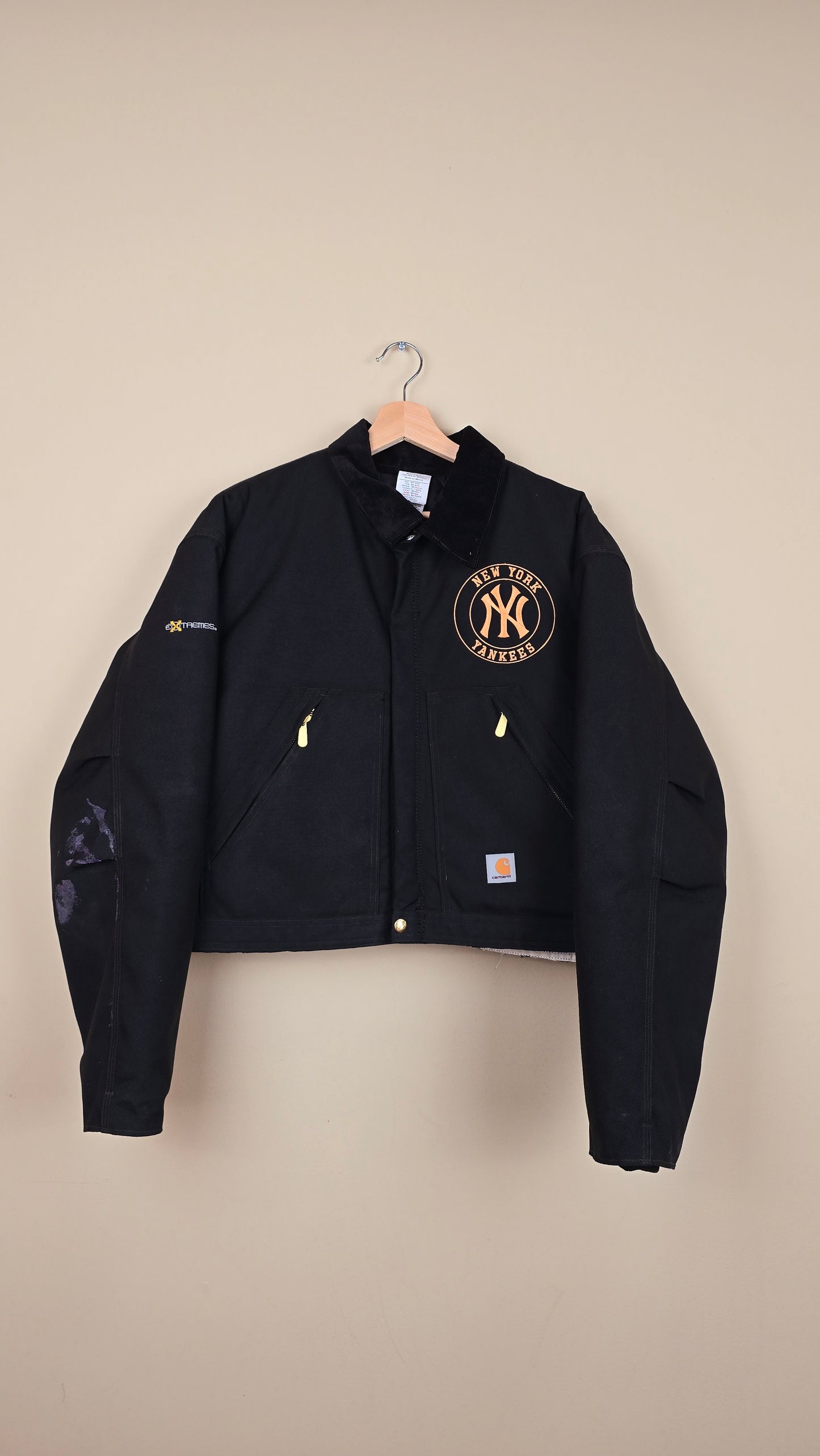 Vintage Carhartt X NY Yankees Cropped Jacket | Jet Black - Size L (056)