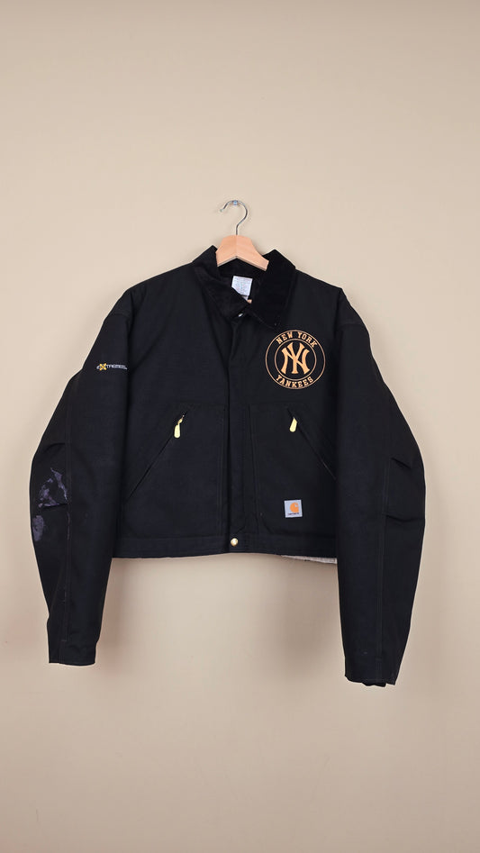 Vintage Carhartt X NY Yankees Cropped Jacket | Jet Black - Size L (056)