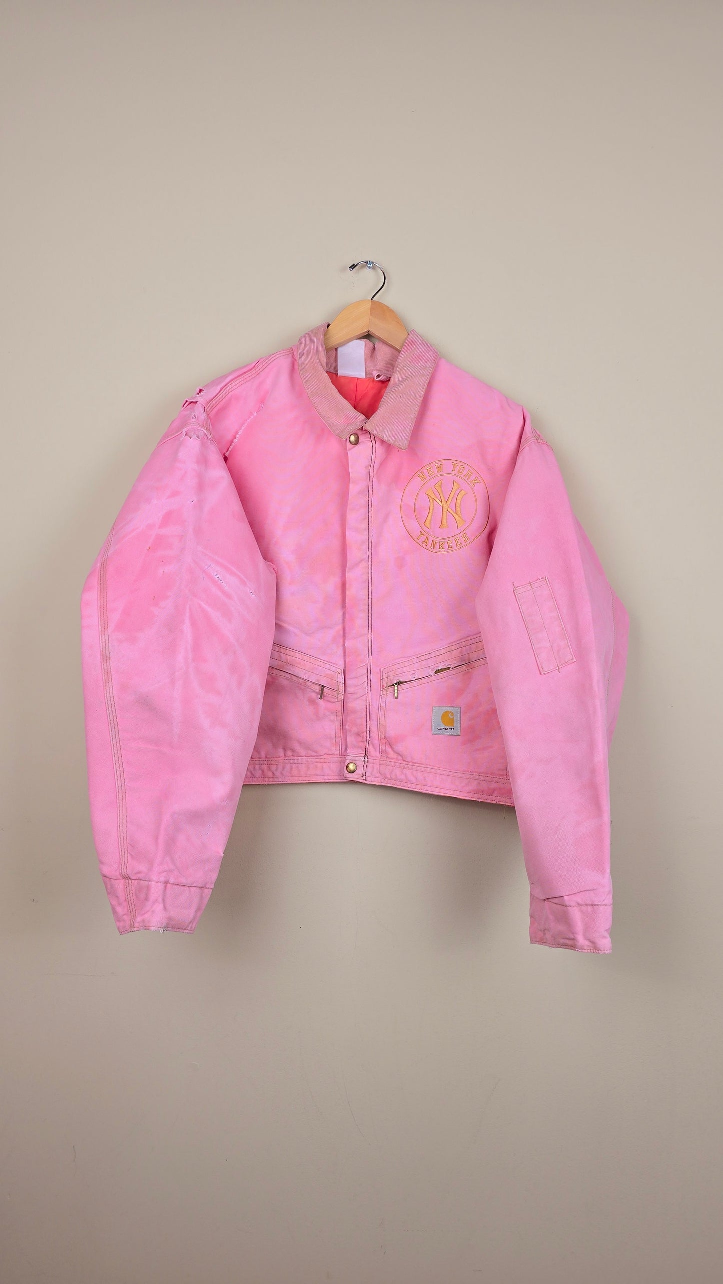 Vintage Carhartt X NY Yankees Cropped Jacket | Pink - Size 2xL (063)