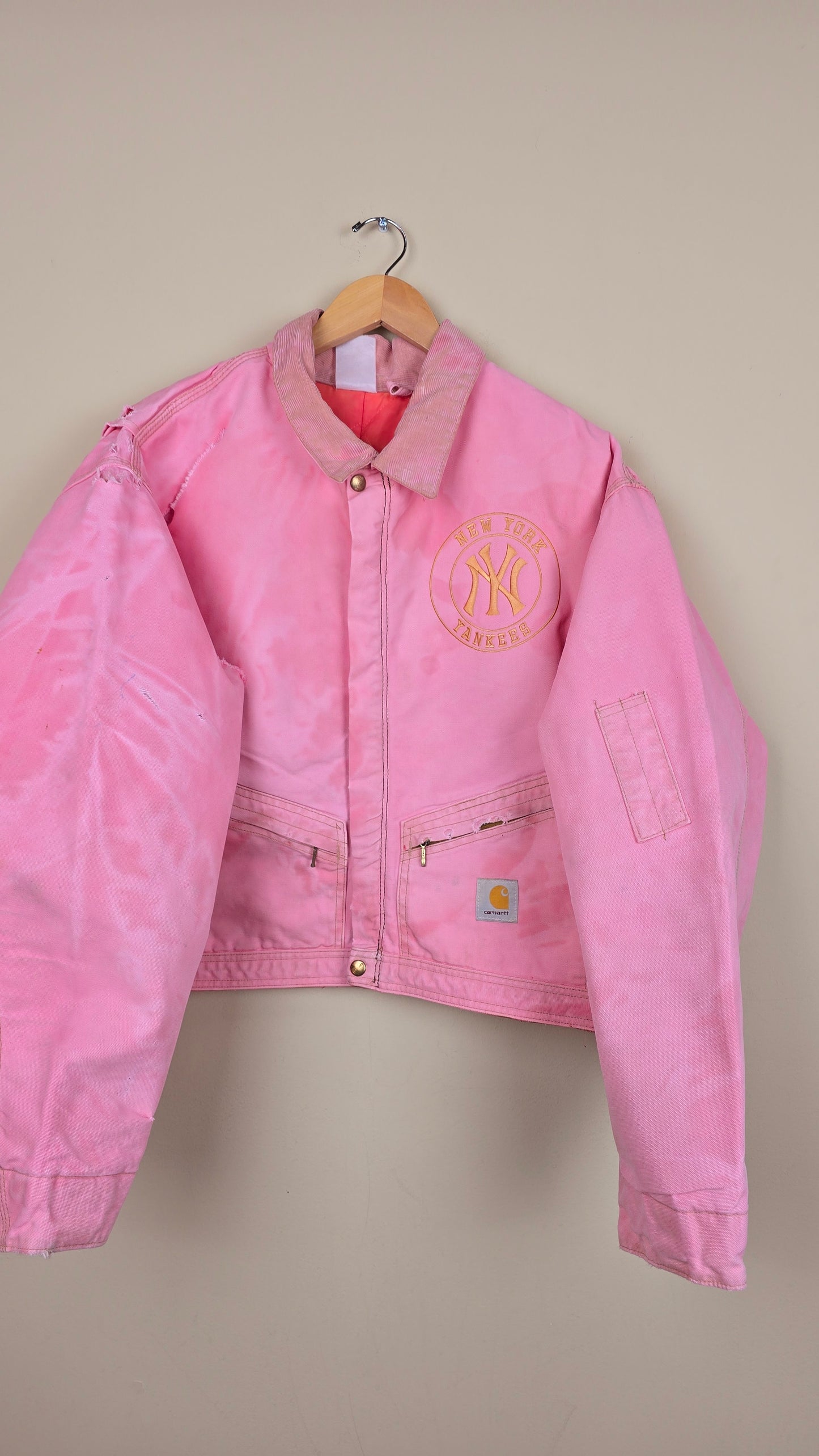 Vintage Carhartt X NY Yankees Cropped Jacket | Pink - Size 2xL (063)