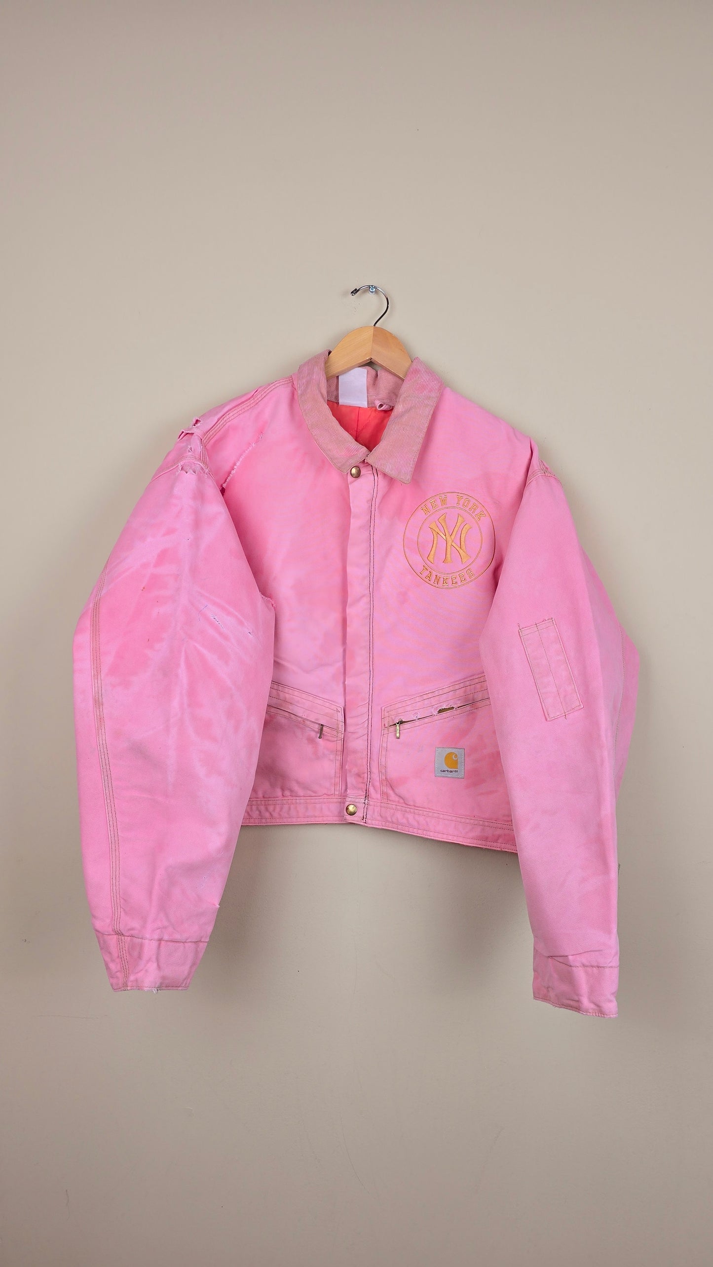 Vintage Carhartt X NY Yankees Cropped Jacket | Pink - Size 2xL (063)