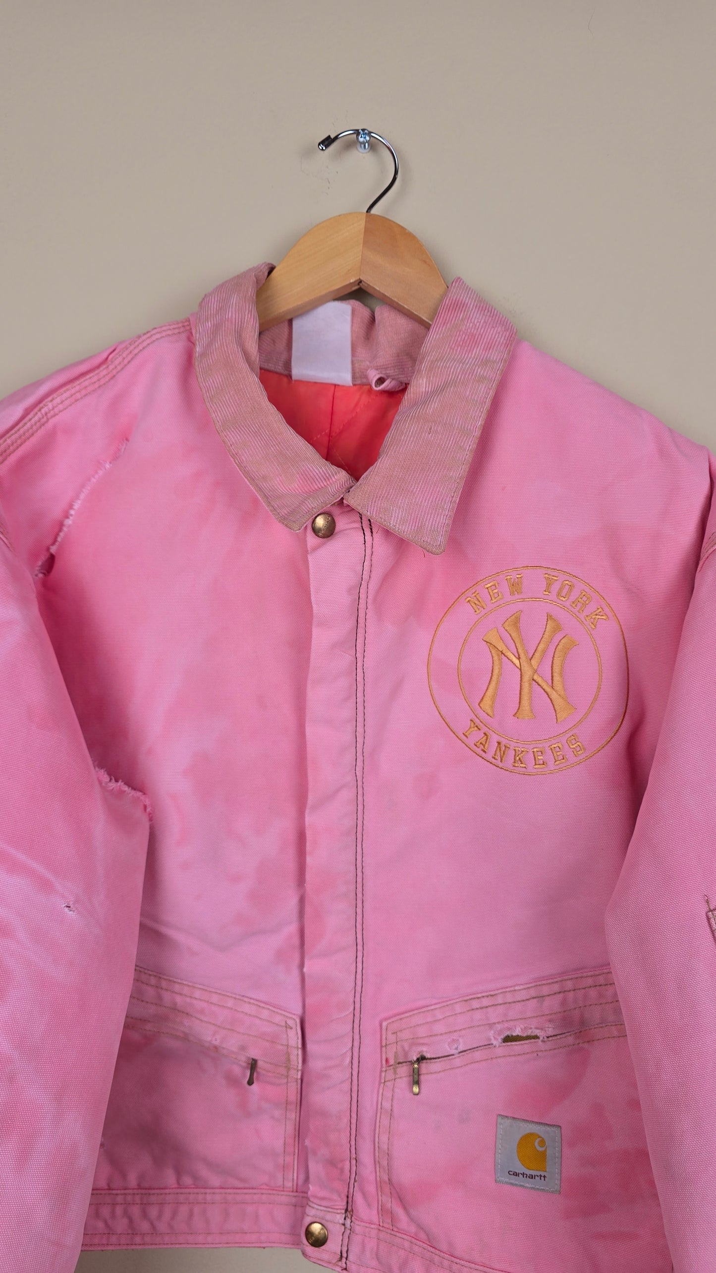 Vintage Carhartt X NY Yankees Cropped Jacket | Pink - Size 2xL (063)