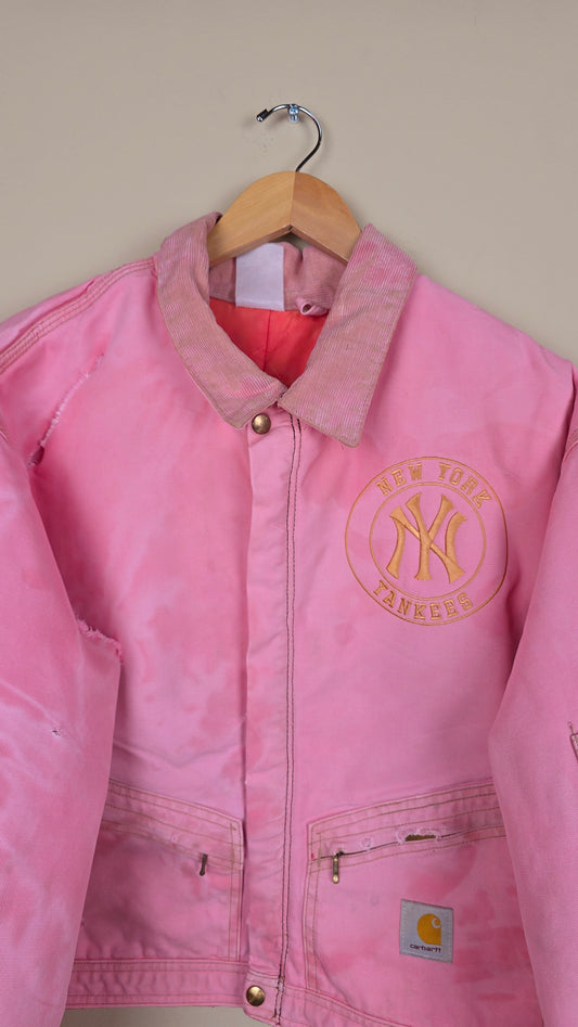Vintage Carhartt X NY Yankees Cropped Jacket | Pink - Size 2xL (063)