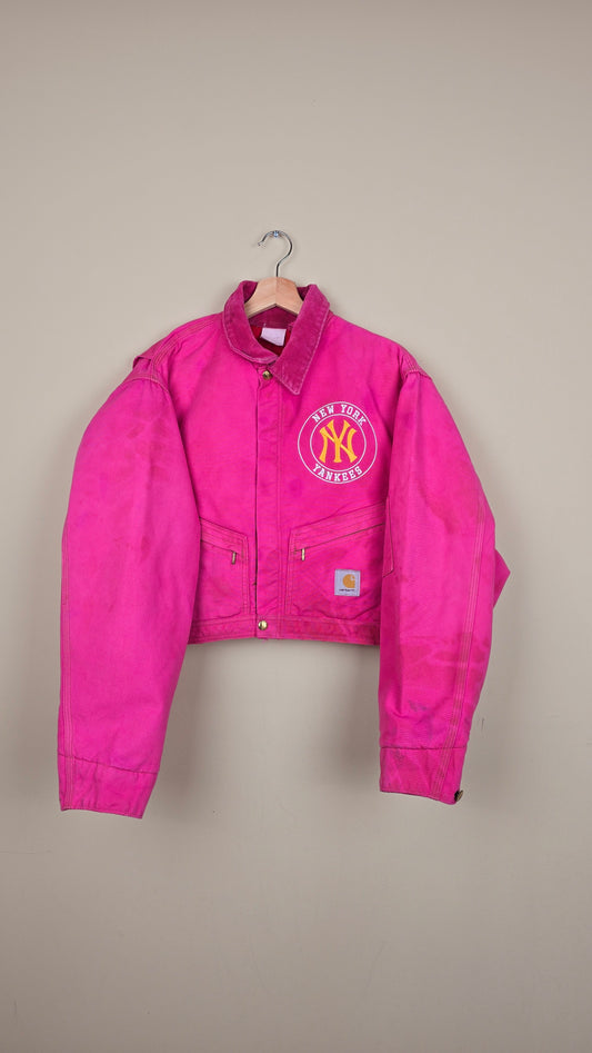 Vintage Carhartt X NY Yankees Cropped Jacket | Pink - Size M (064)