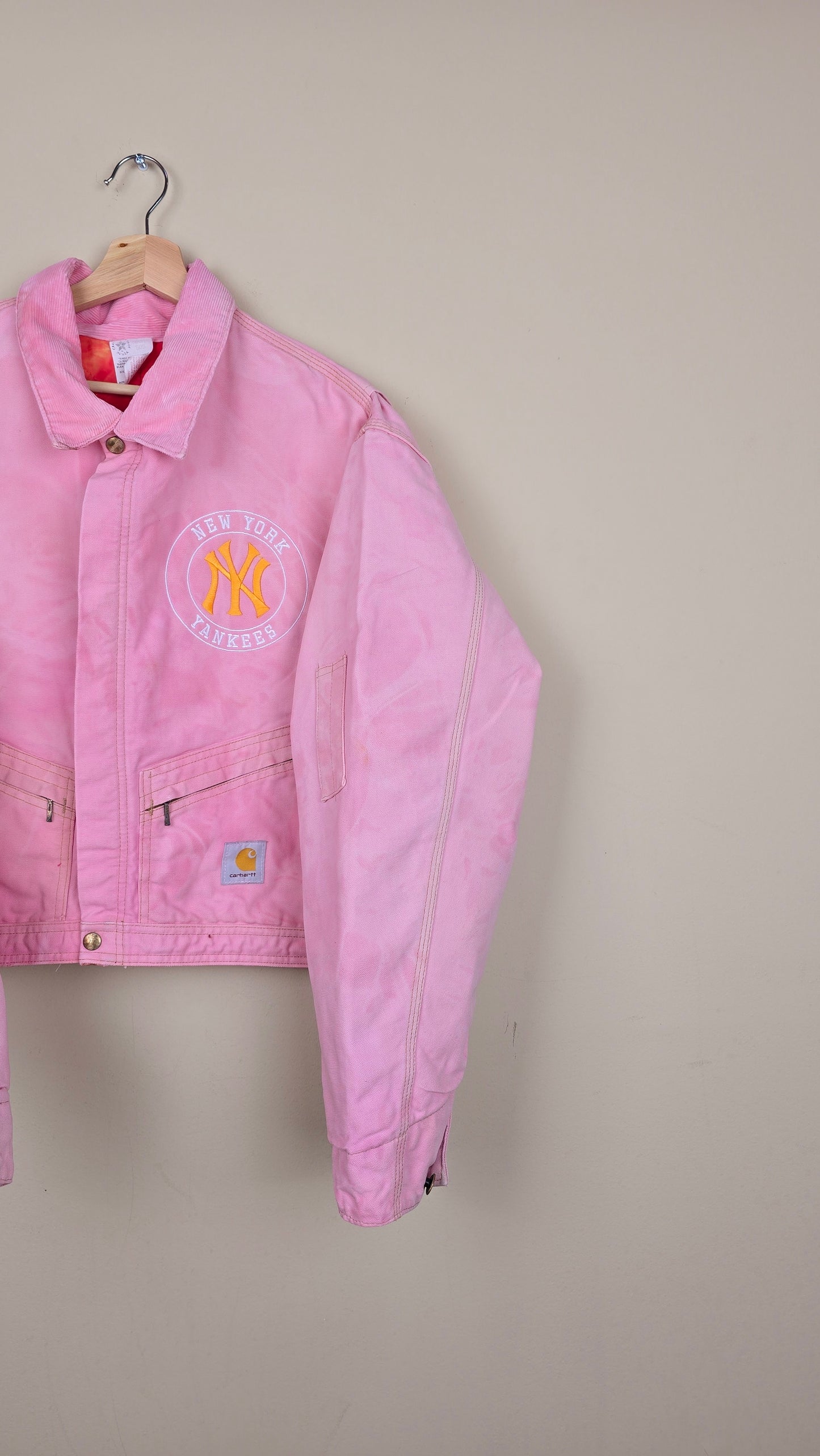 Vintage Carhartt X NY Yankees Cropped Jacket | Pink - Size xL (065)