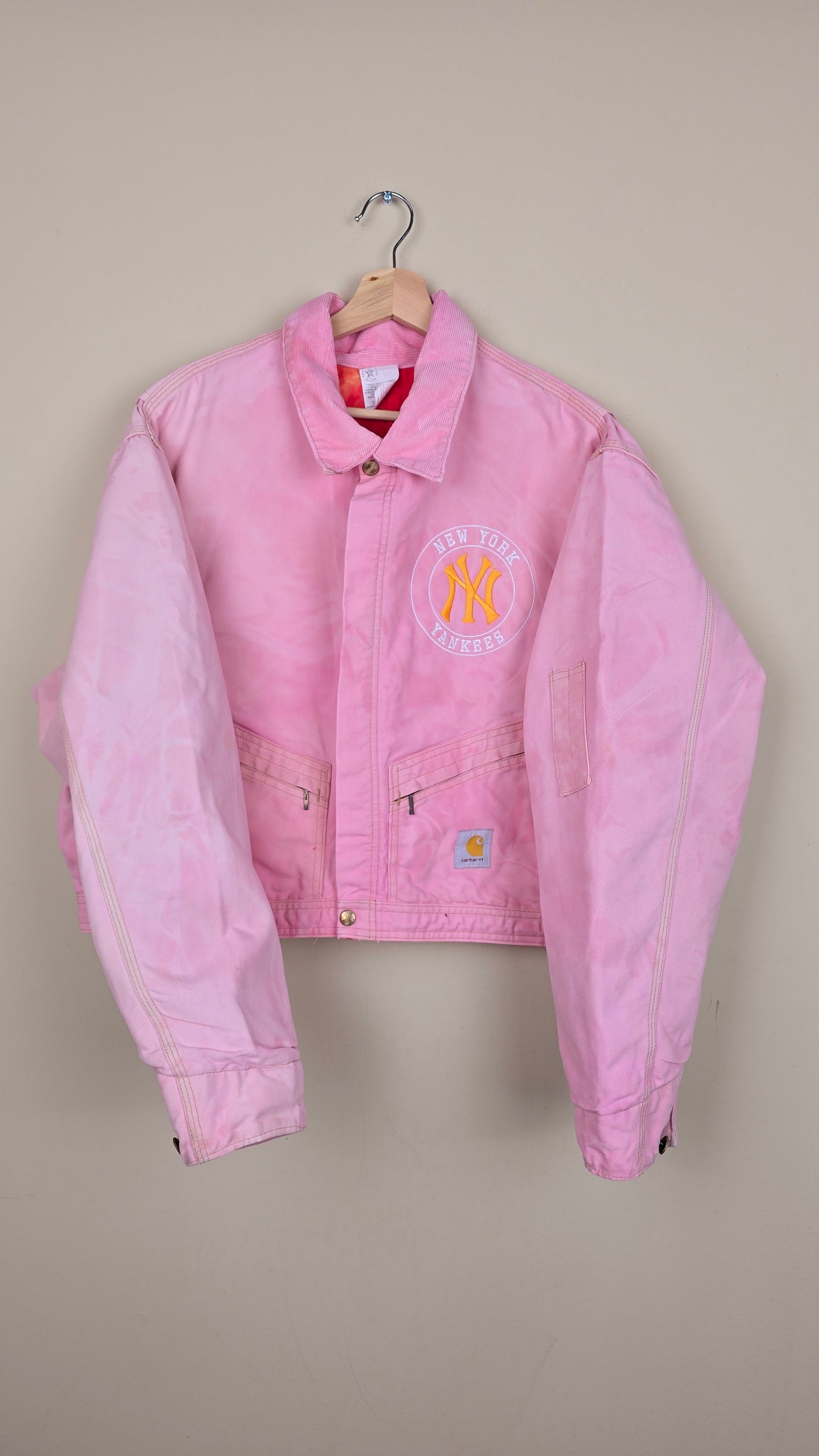 Vintage Carhartt X NY Yankees Cropped Jacket | Pink - Size xL (065)
