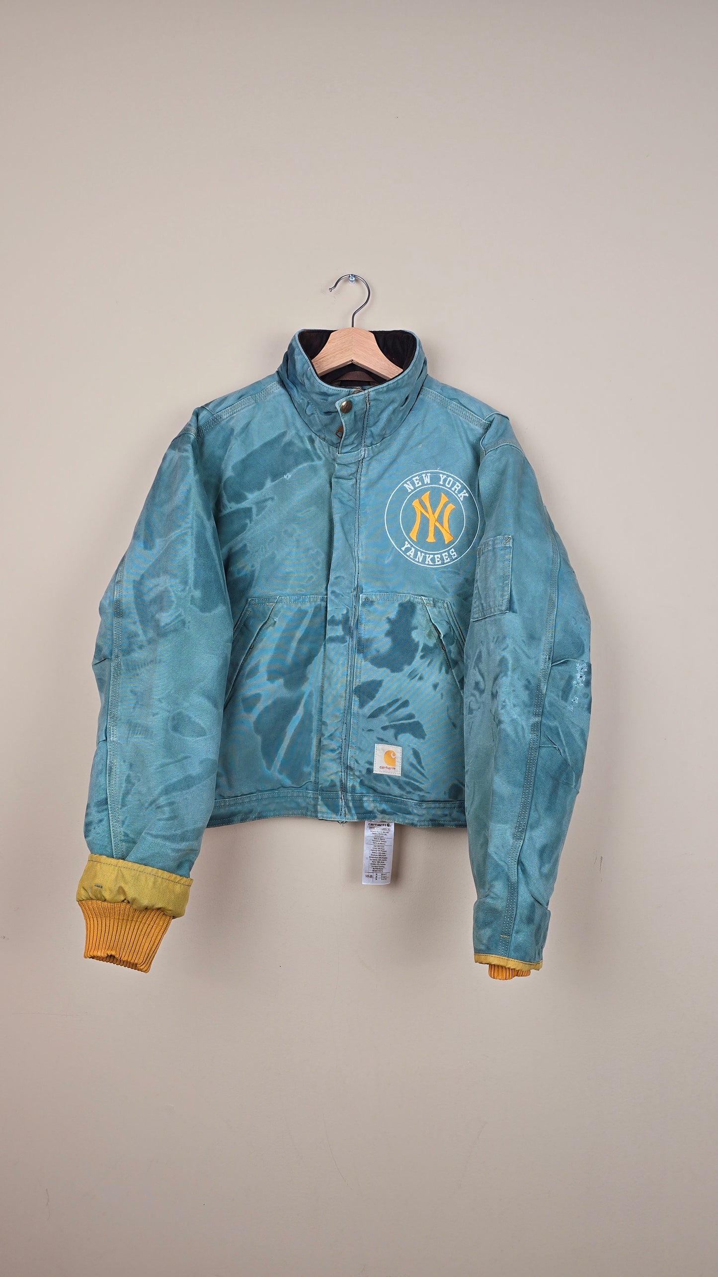 Vintage Carhartt X NY Yankees Cropped Jacket | Camo Teal - Size M (066)