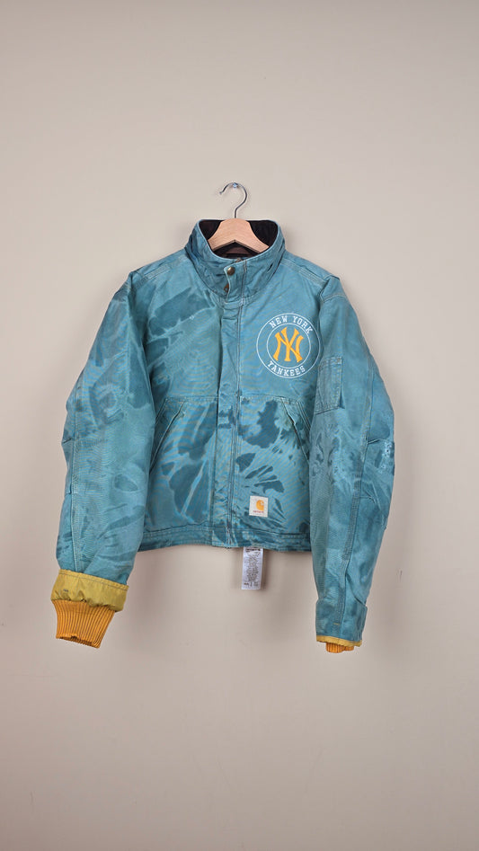 Vintage Carhartt X NY Yankees Cropped Jacket | Camo Teal - Size M (066)
