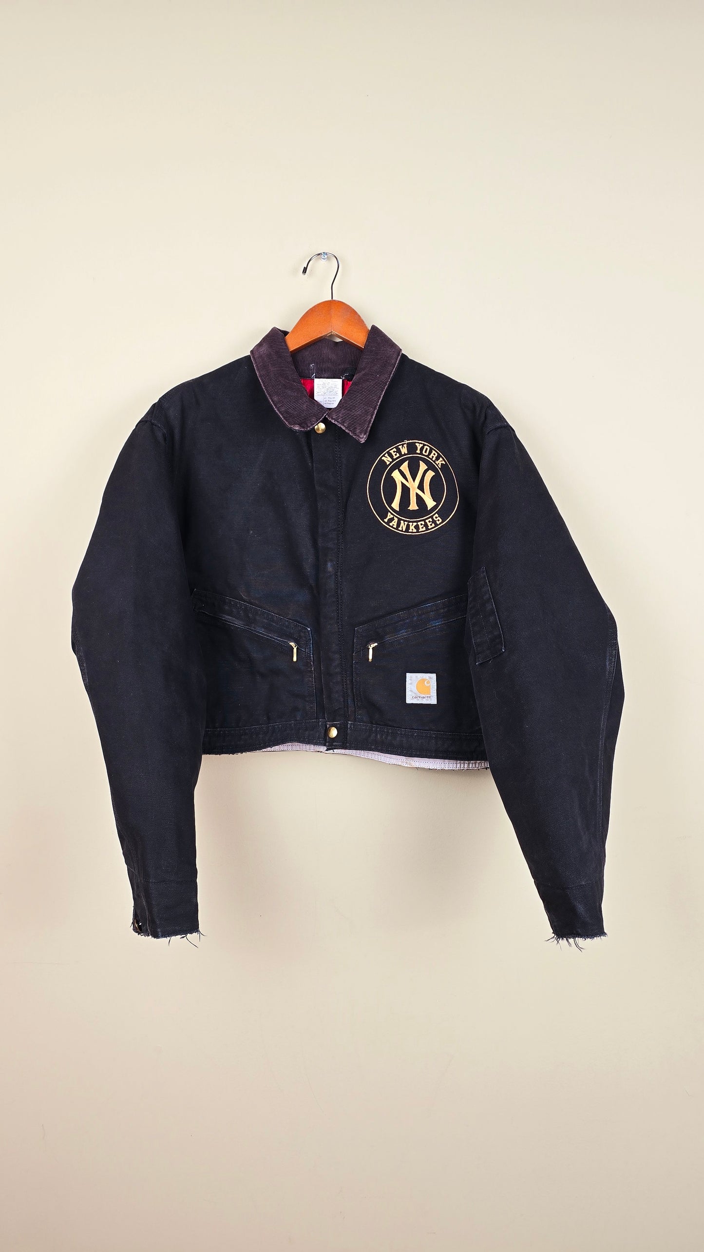 Vintage Carhartt X NY Yankees Cropped Jacket | Black - Size L (069)