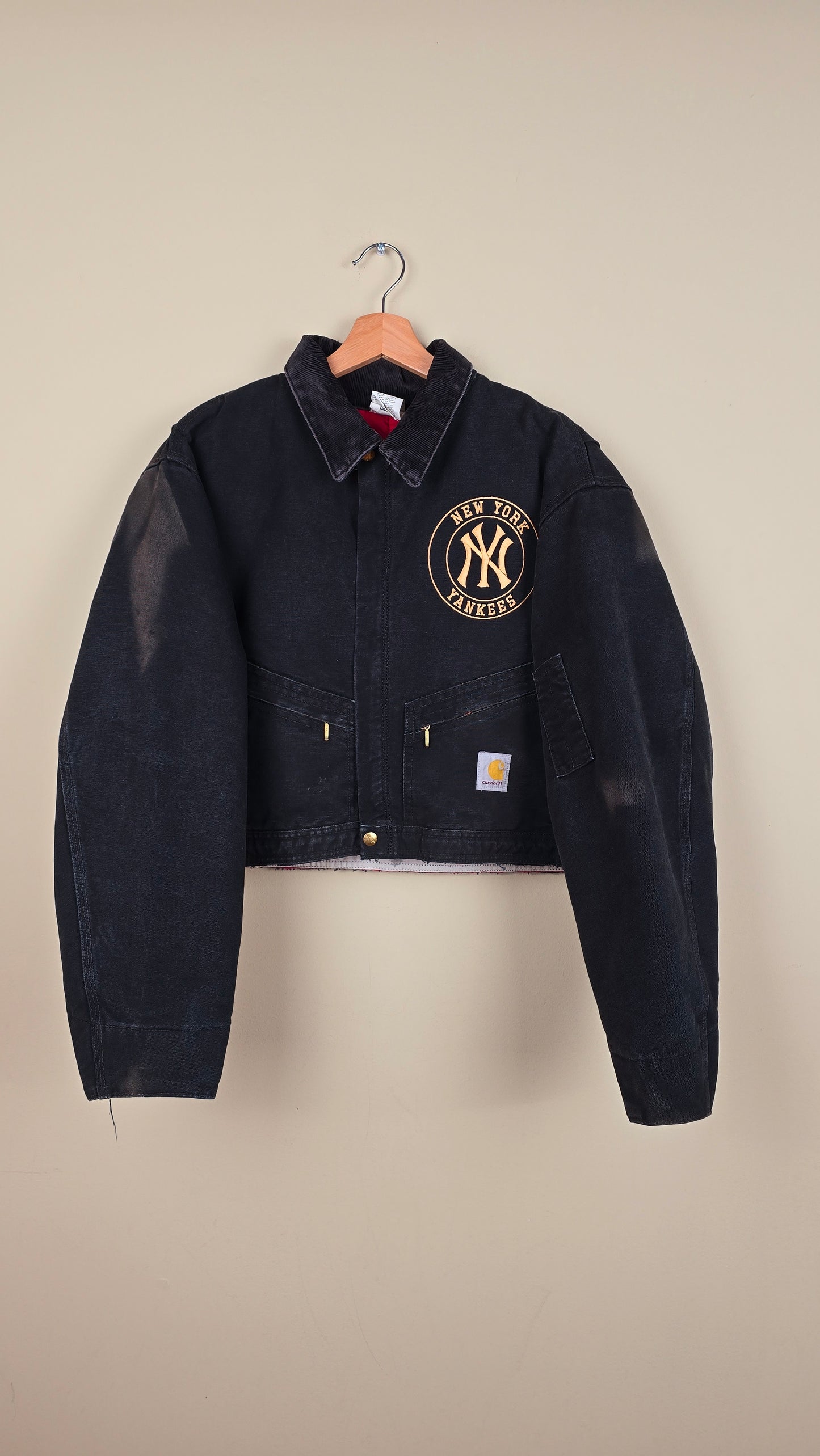 Vintage Carhartt X NY Yankees Cropped Jacket | Black - Size L (070)