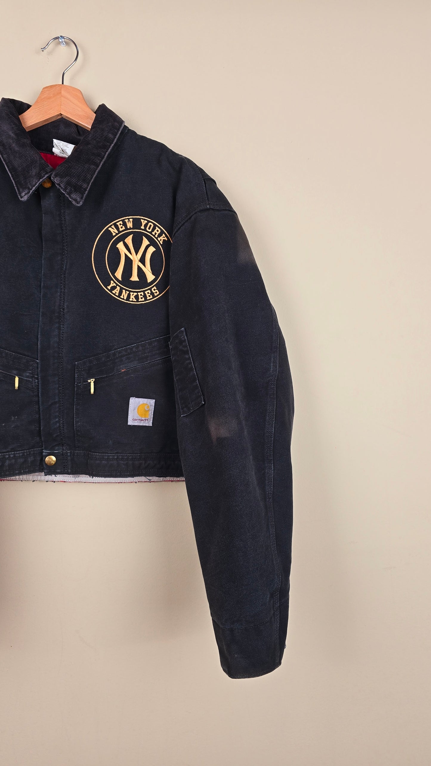 Vintage Carhartt X NY Yankees Cropped Jacket | Black - Size L (070)