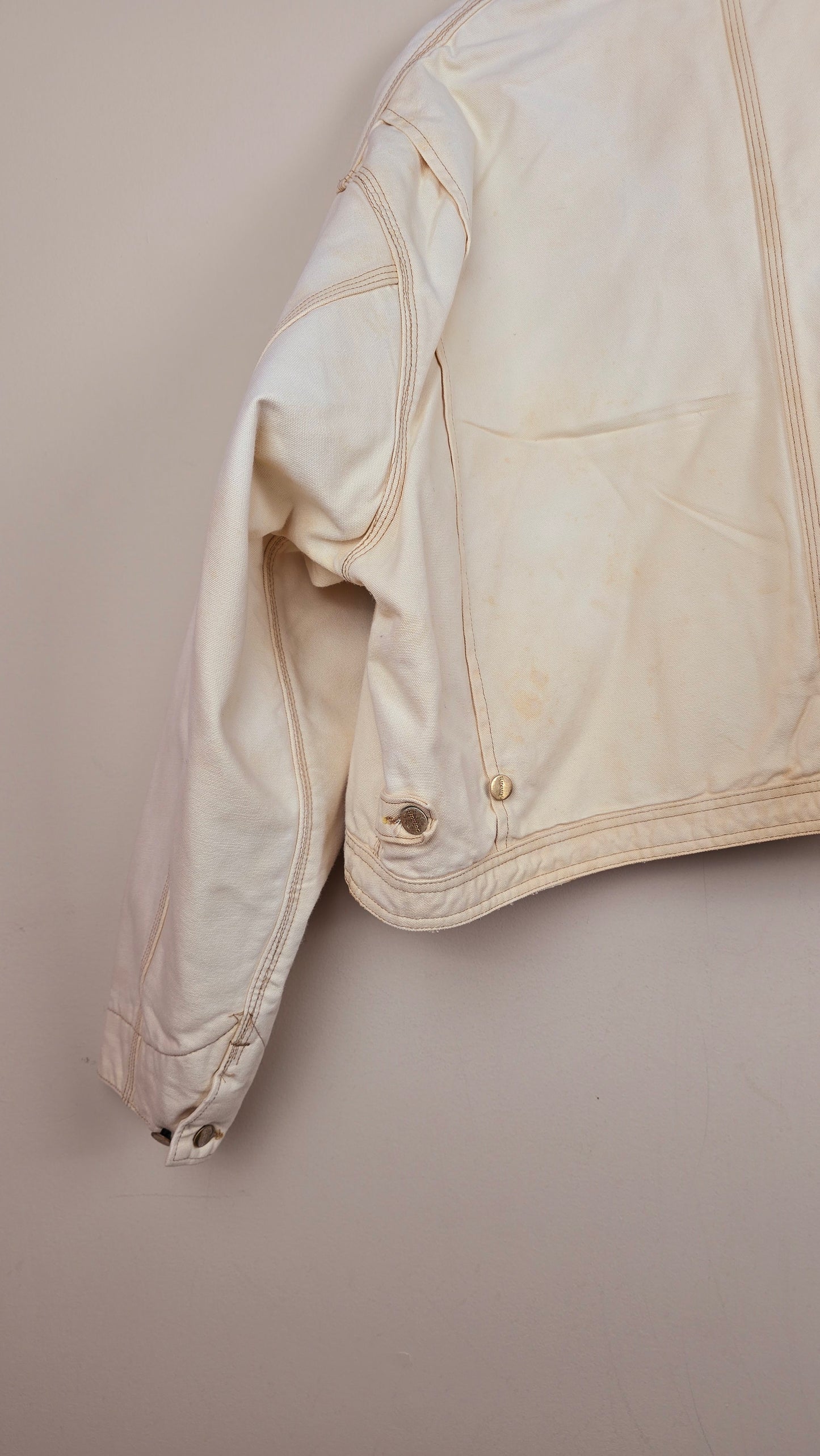 Vintage Carhartt X NY Yankees Cropped Jacket | Beige - Size 2xL (071)