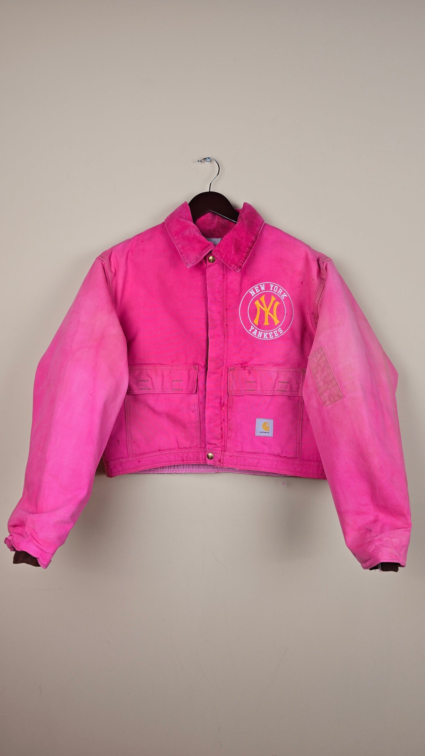 Vintage Carhartt X NY Yankees Cropped Jacket | Pink - Size L (072)