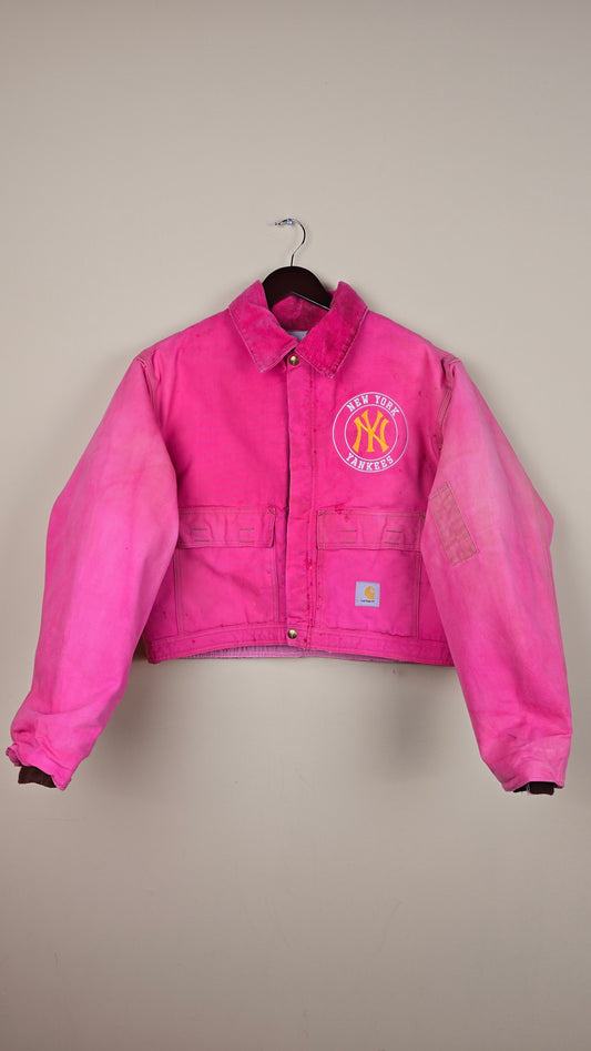 Vintage Carhartt X NY Yankees Cropped Jacket | Pink - Size L (072)