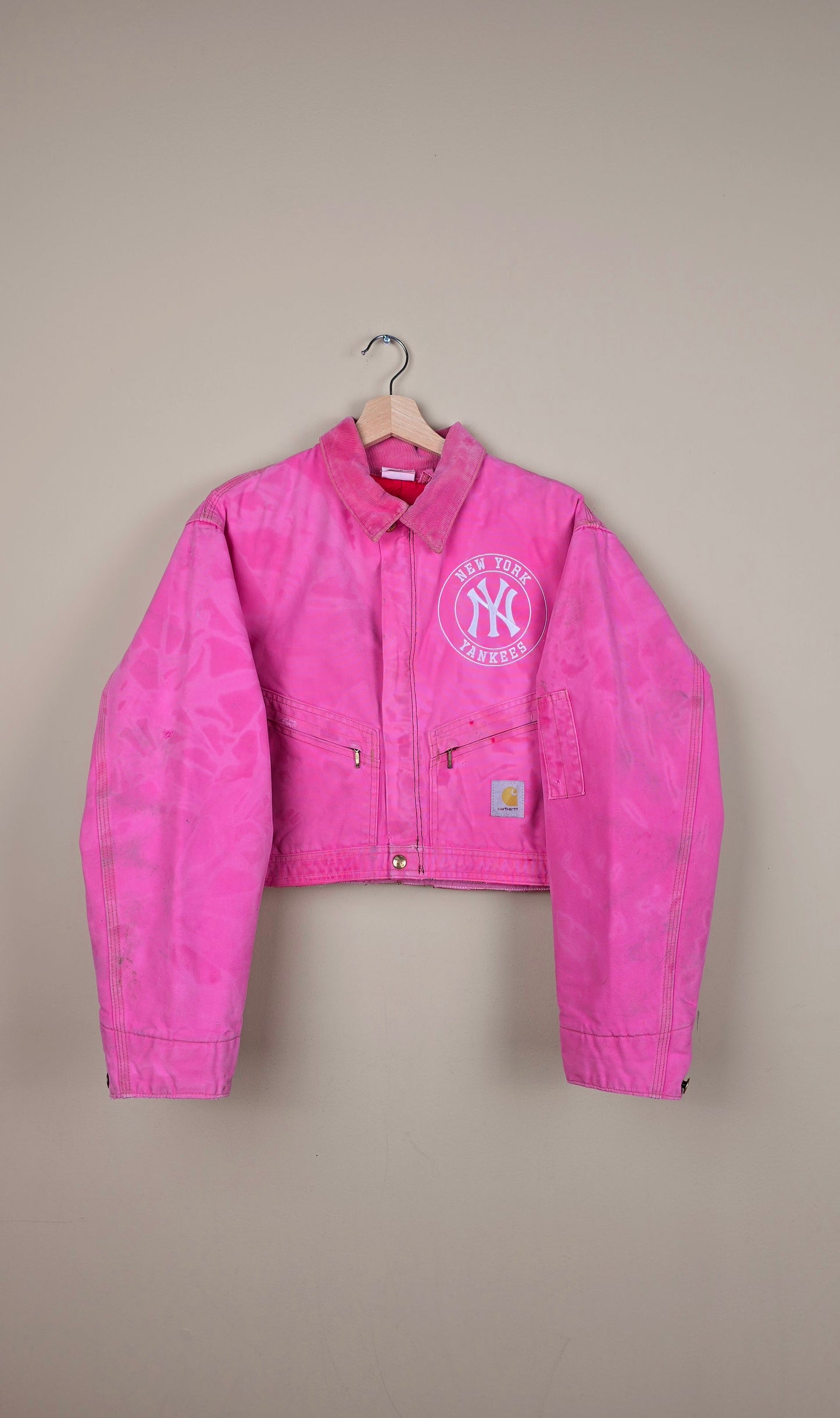 Vintage Carhartt X NY Yankees Cropped Jacket | Pink - Size M (073)