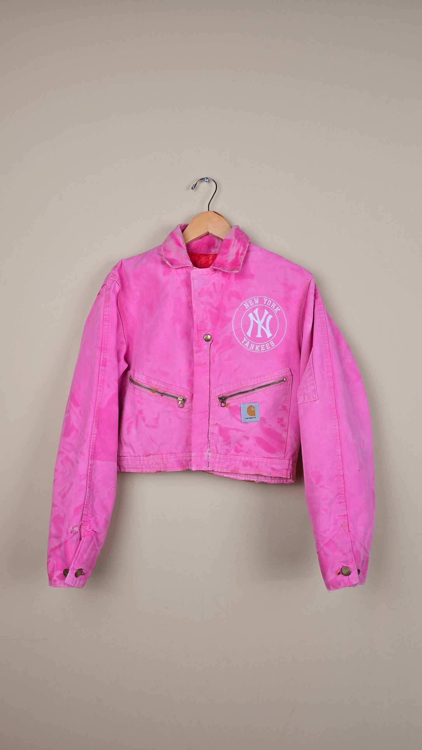 Vintage Carhartt X NY Yankees Cropped Jacket | Pink - Size S (077)