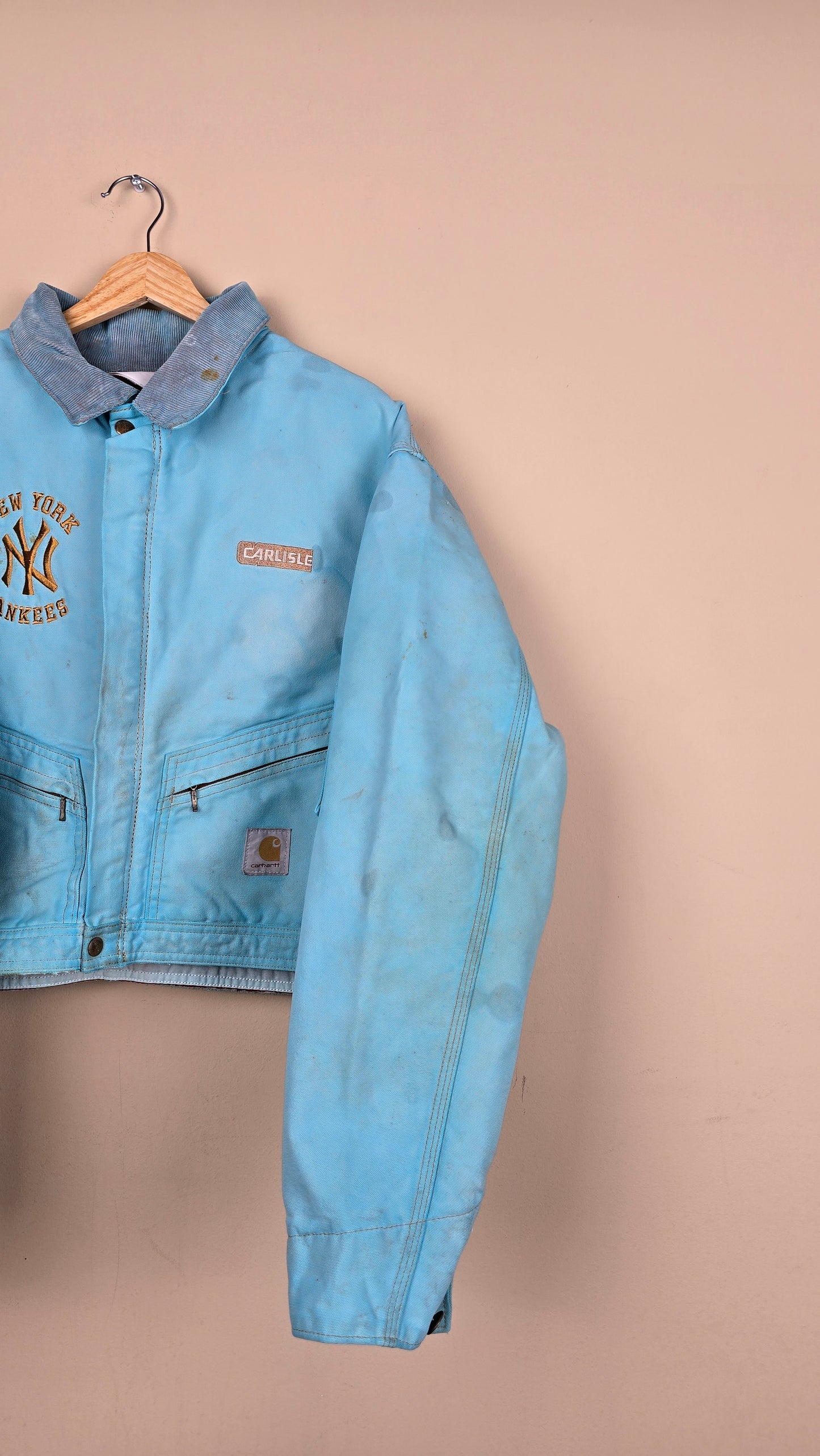 Vintage Carhartt X NY Yankees Cropped Jacket | Blue - Size L (080)