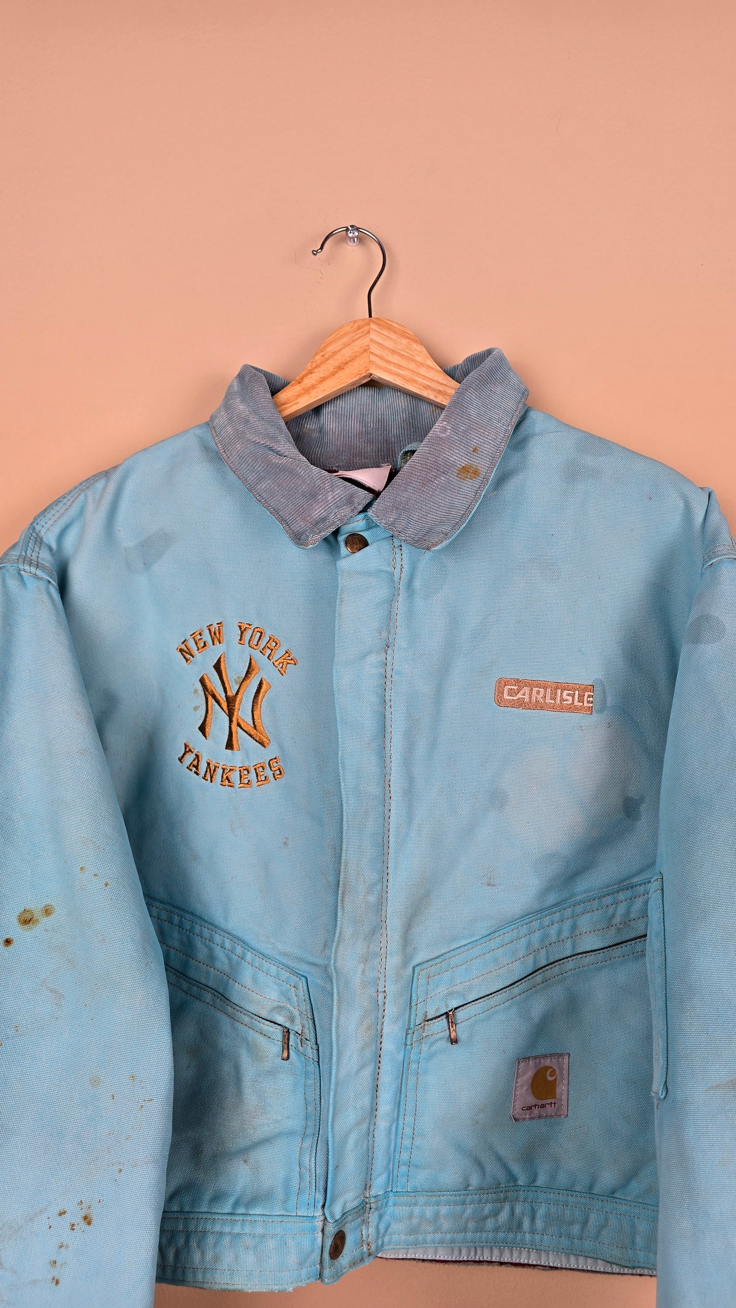 Vintage Carhartt X NY Yankees Cropped Jacket | Blue - Size L (080)
