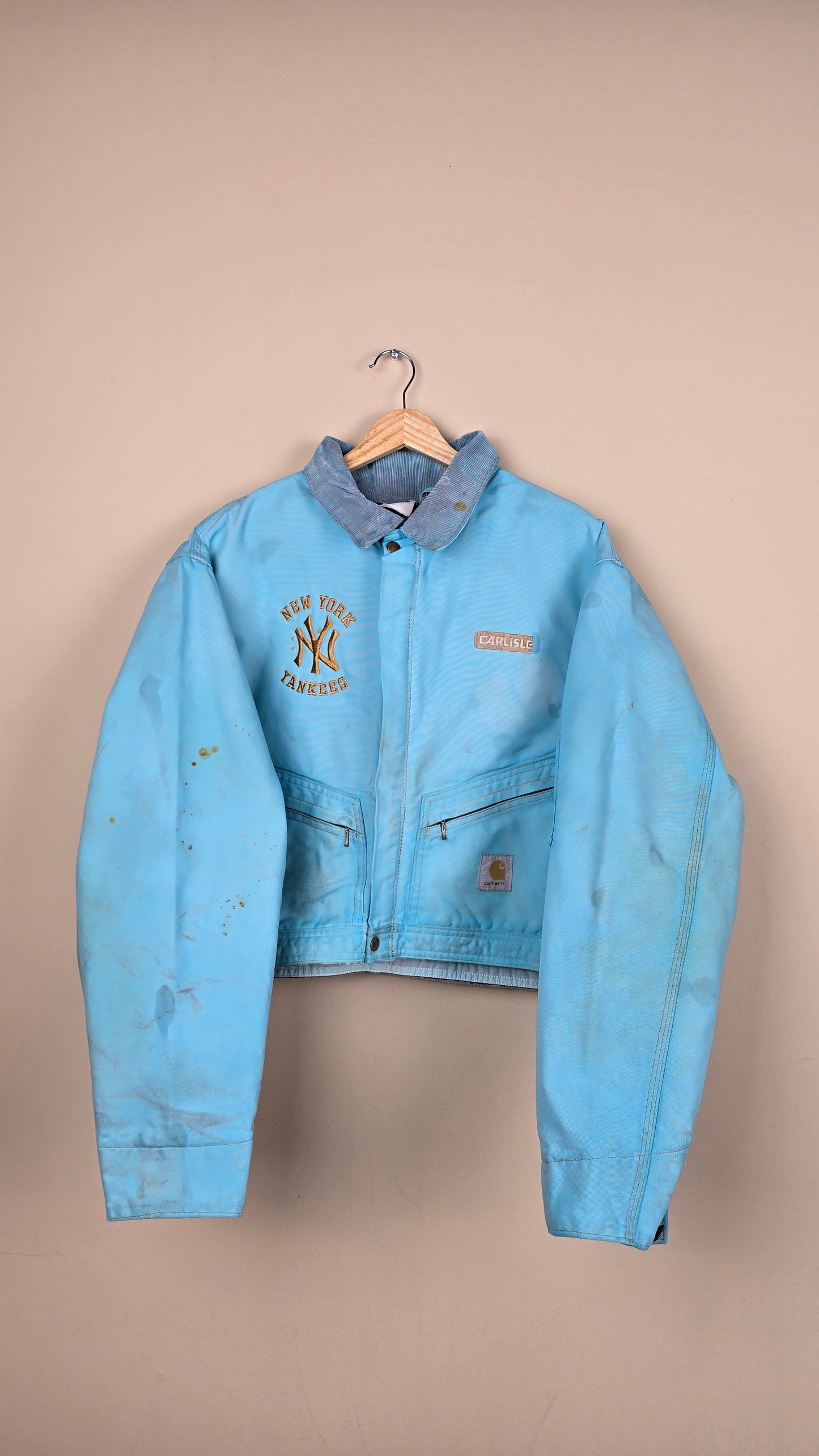 Vintage Carhartt X NY Yankees Cropped Jacket | Blue - Size L (080)