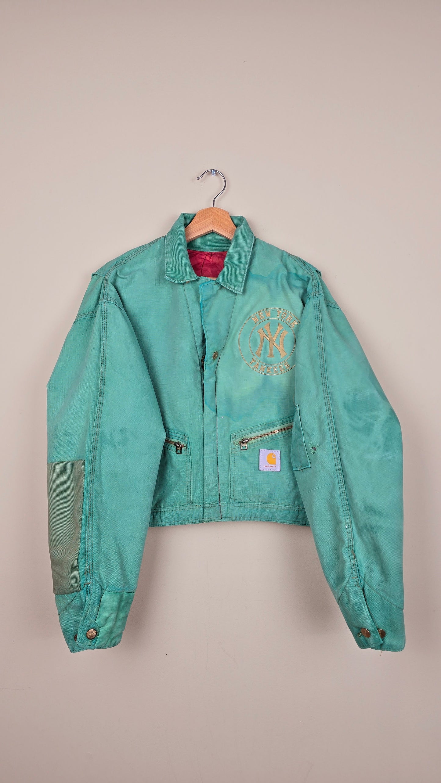 Vintage Carhartt X NY Yankees Cropped Jacket | Green - Size L (081)