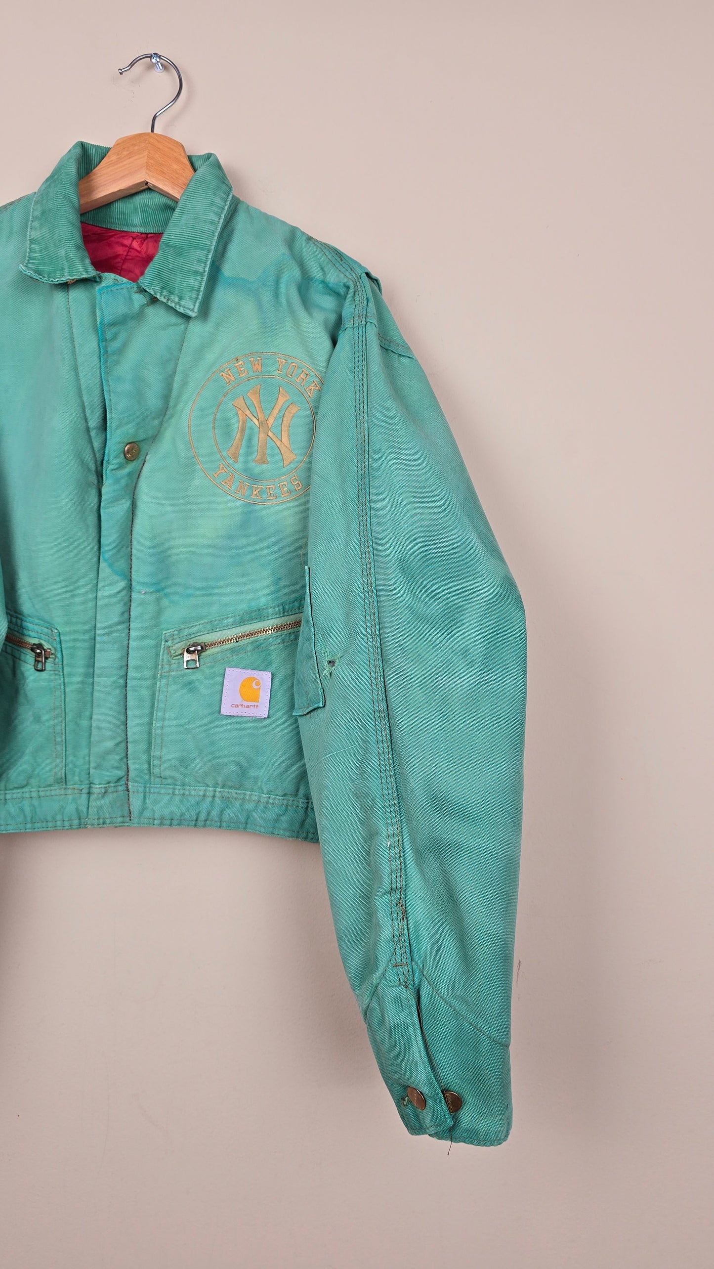 Vintage Carhartt X NY Yankees Cropped Jacket | Green - Size L (081)