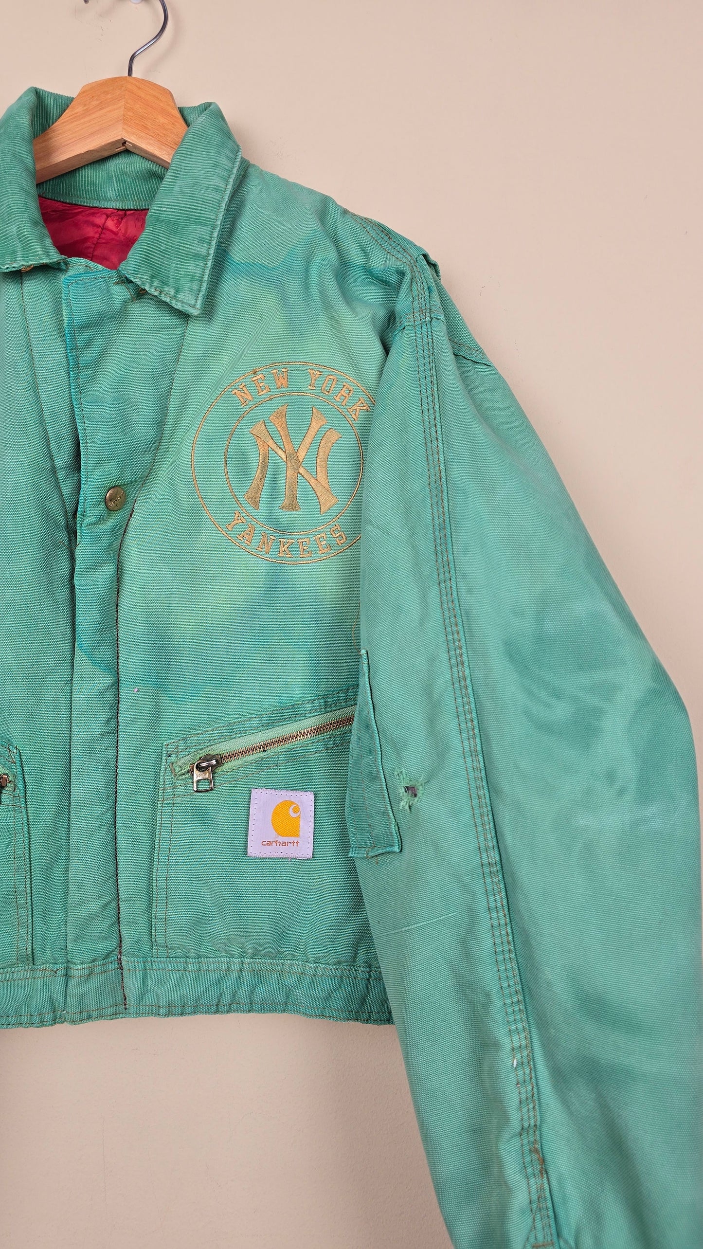 Vintage Carhartt X NY Yankees Cropped Jacket | Green - Size L (081)