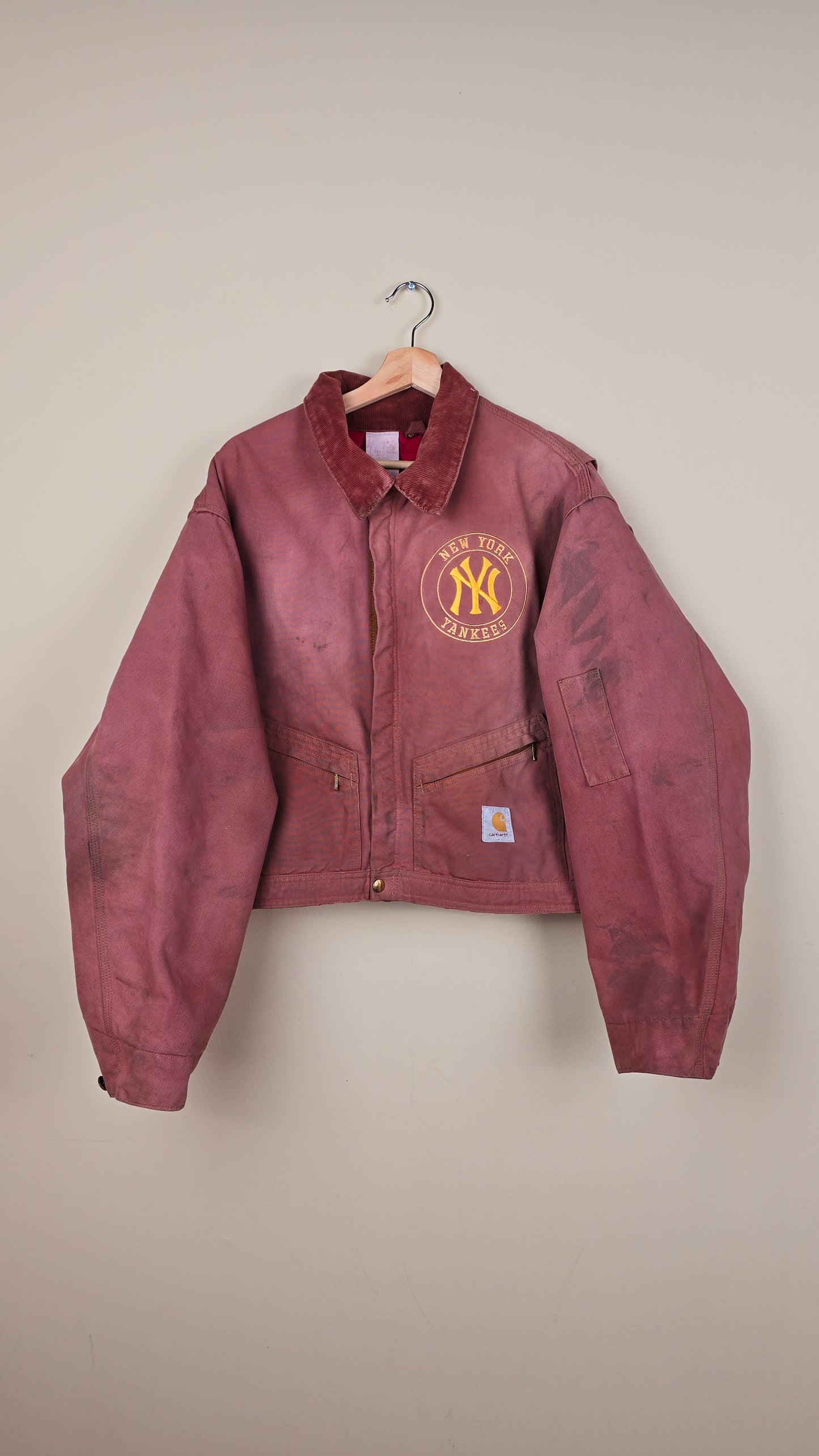 Vintage Carhartt X NY Yankees Cropped Jacket | Brown - Size L (084)