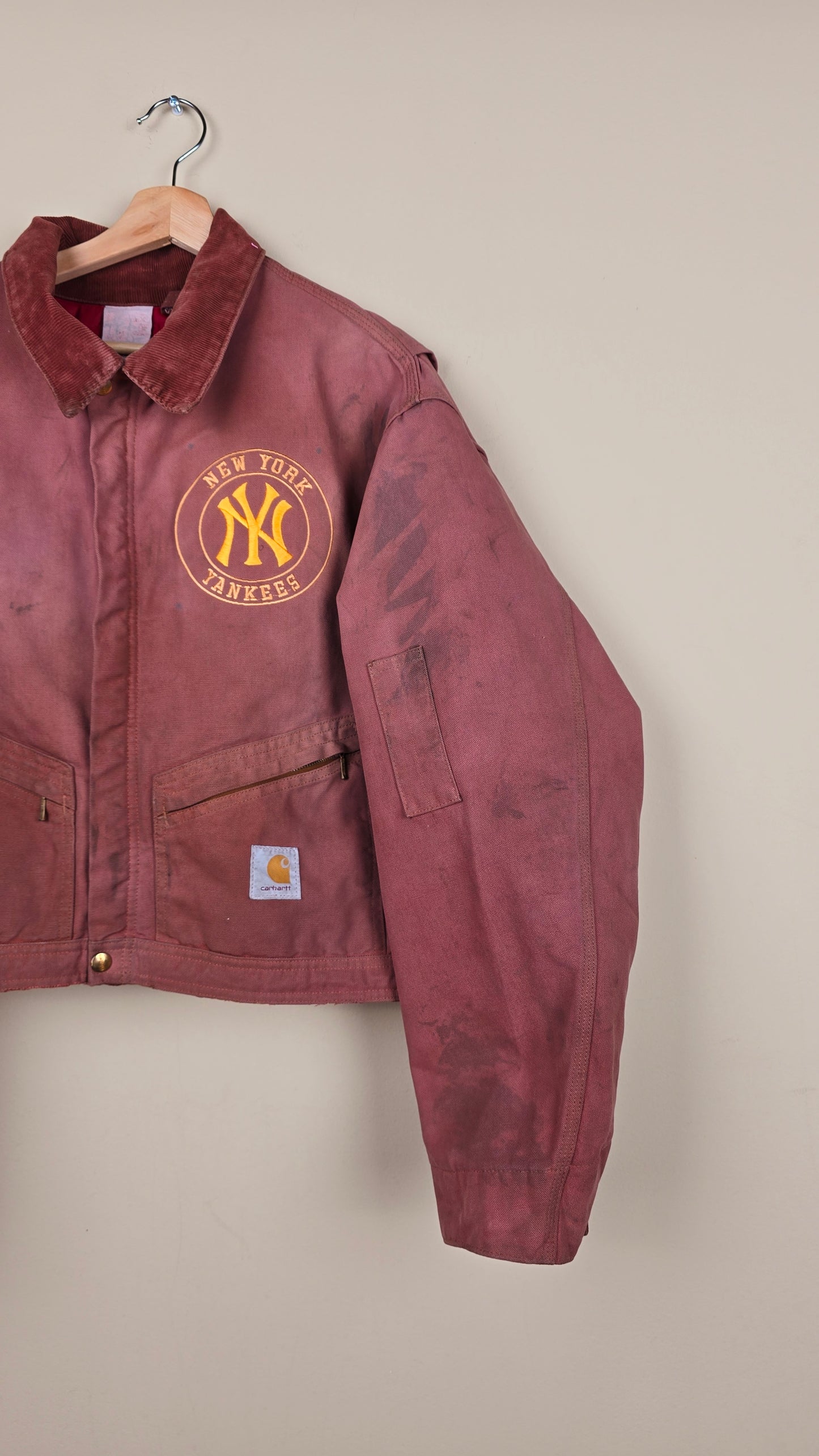 Vintage Carhartt X NY Yankees Cropped Jacket | Brown - Size L (084)