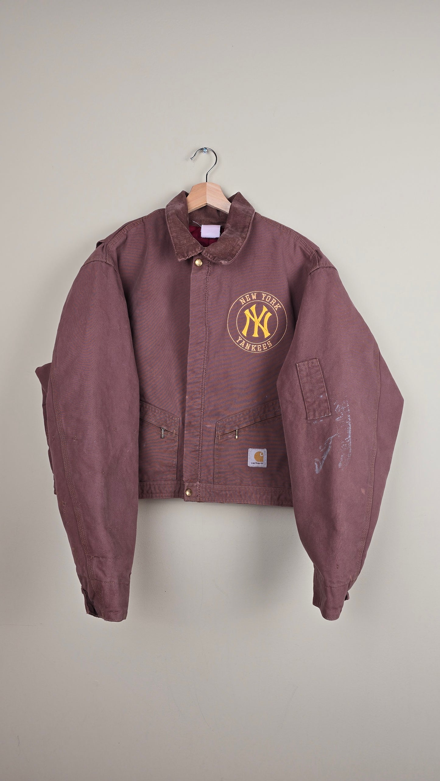 Vintage Carhartt X NY Yankees Cropped Jacket | Brown - Size xL (086)