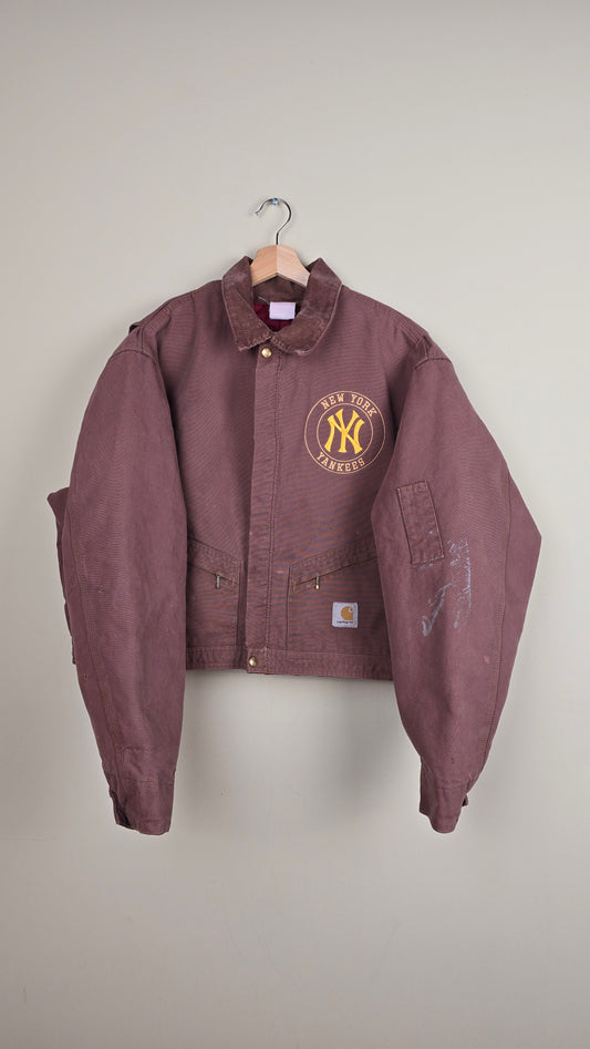 Vintage Carhartt X NY Yankees Cropped Jacket | Brown - Size xL (086)