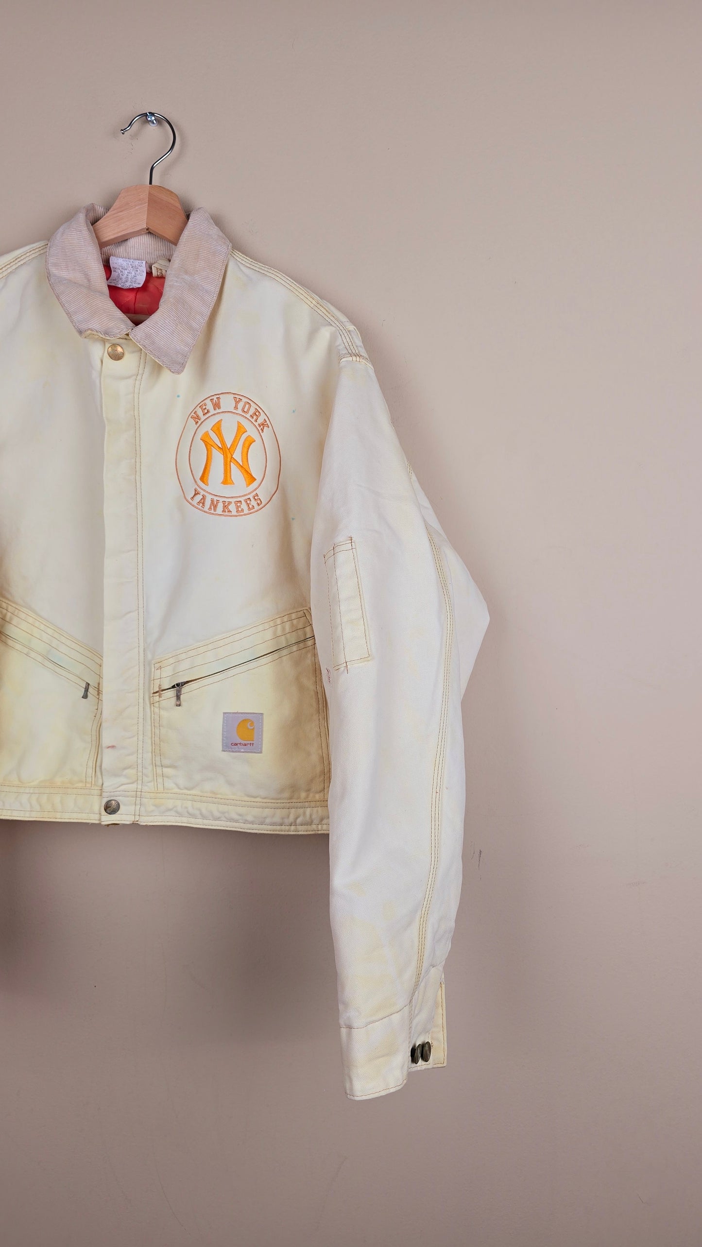 Vintage Carhartt X NY Yankees Cropped Jacket | Beige - Size xL (090)