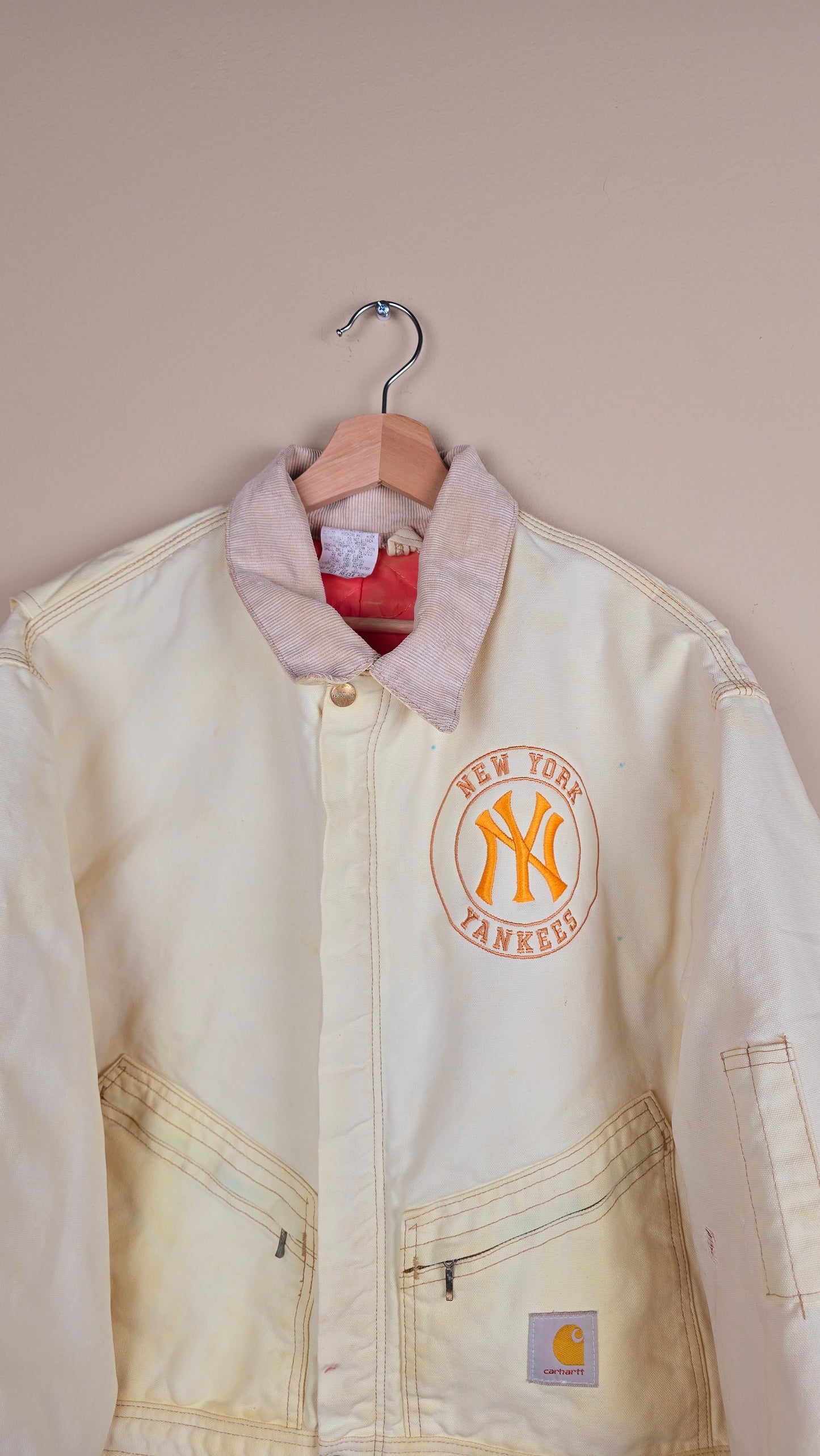 Vintage Carhartt X NY Yankees Cropped Jacket | Beige - Size xL (090)