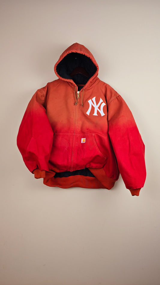 Vintage Carhartt x NY Hoodie Jacket | Ombre Red | 2XL | 010