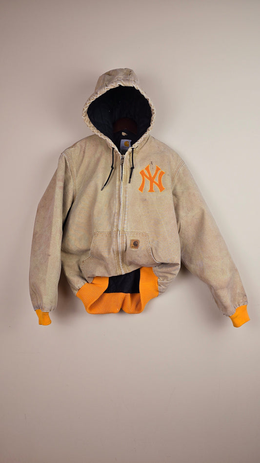 Vintage Carhartt x NY Hoodie Jacket | Beige | M | 014