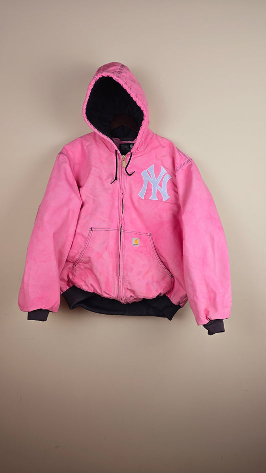 Vintage Carhartt x NY Hoodie Jacket | Baby Pink | XL | 029