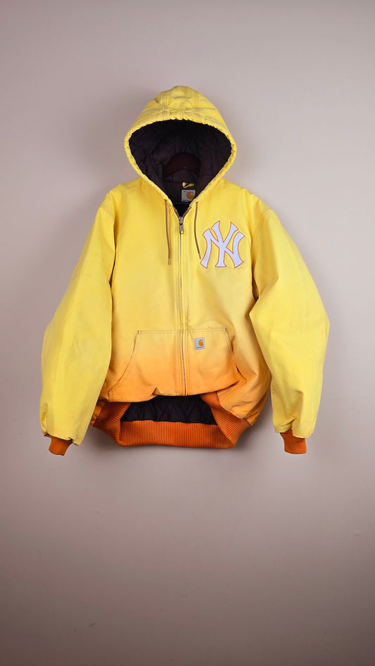 Vintage Carhartt x NY Hoodie Jacket | Ombre Yellow| XL | 038