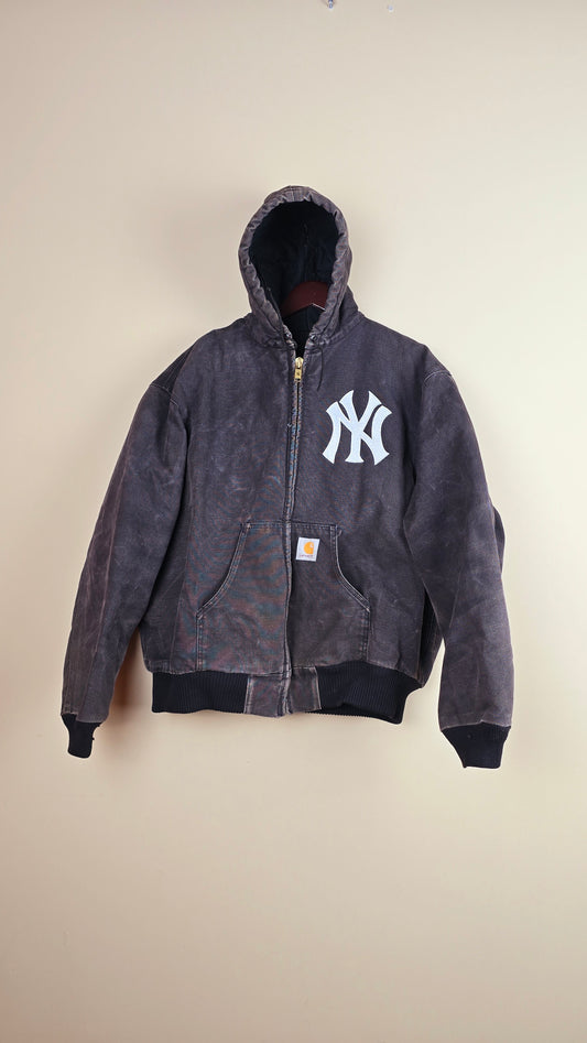 Vintage Carhartt x NY Hoodie Jacket | Charcoal Denim | 2XL | 076