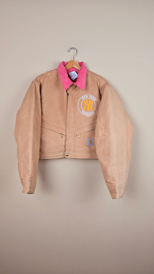 Vintage Carhartt X NY Yankees Cropped Jacket | Brown | Size L | J019