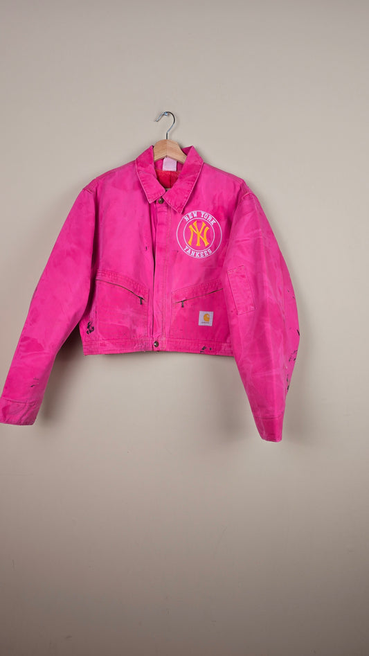 Vintage Carhartt X NY Yankees Cropped Jacket | Pink | Size M | J024
